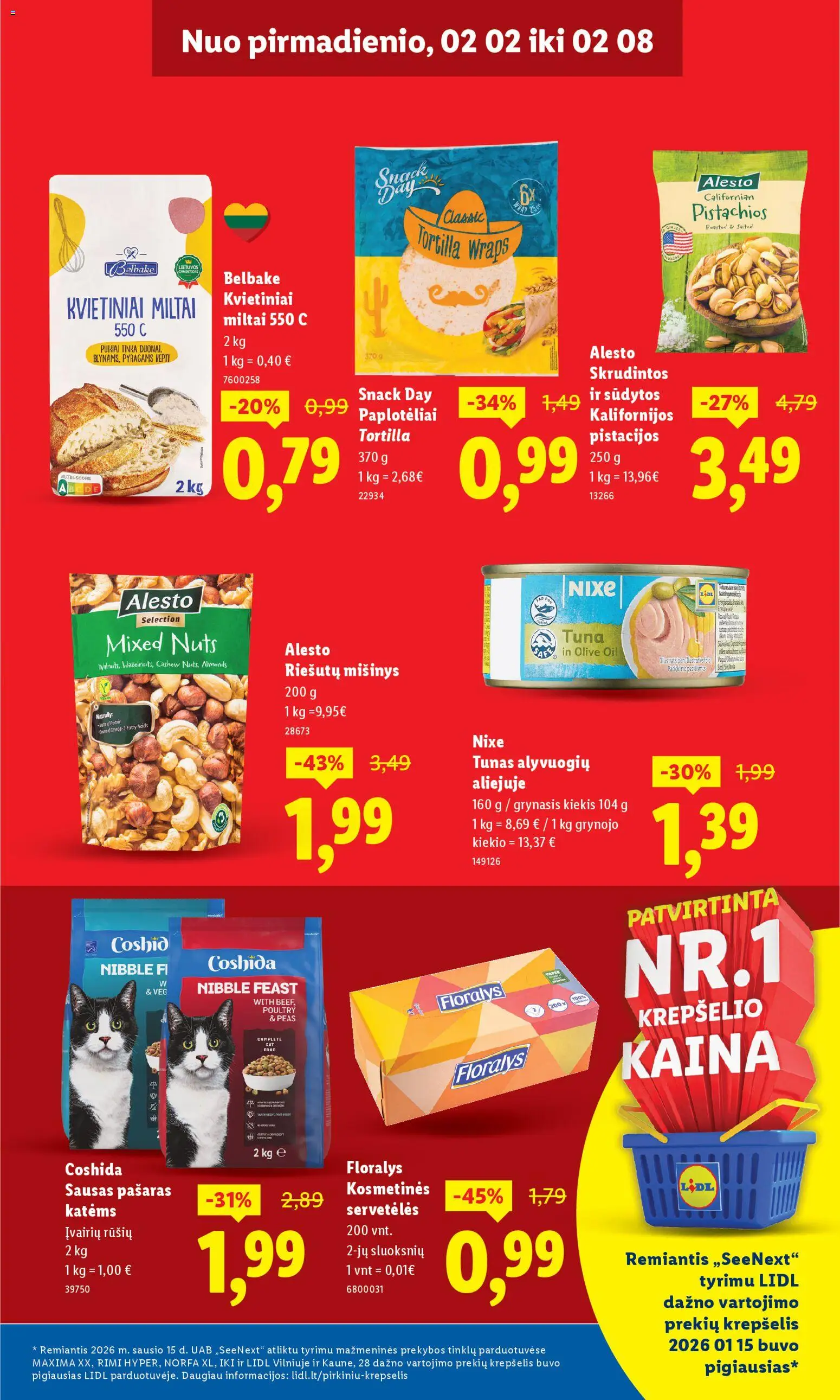 LIDL akcijos nuo 02.02.2026 | Puslapis: 7 | Prekių: Krepšelis, Miltai, Pistacijos