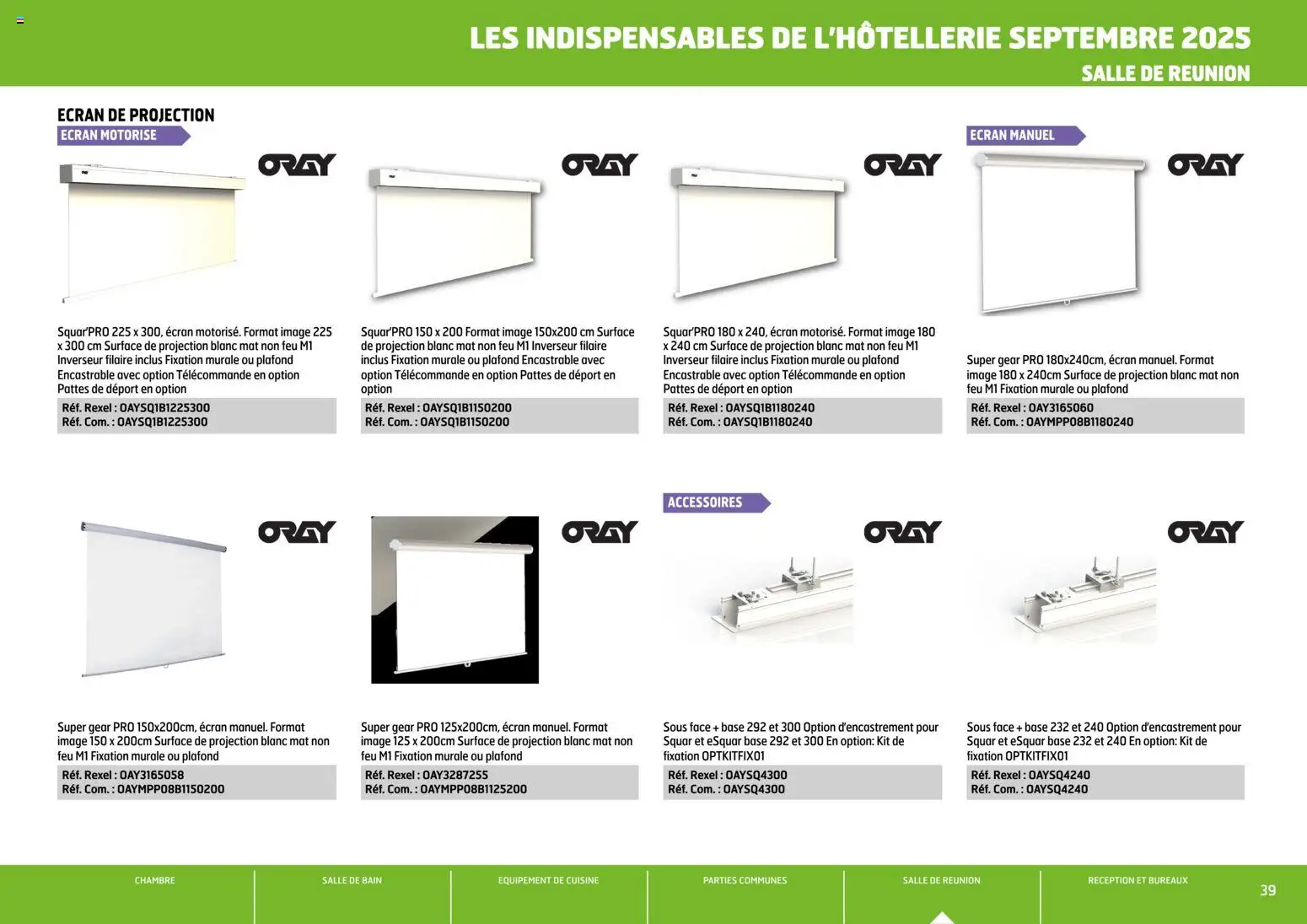 {H1} | Page: 39 | Produits: Base, Télécommande, Écran de projection