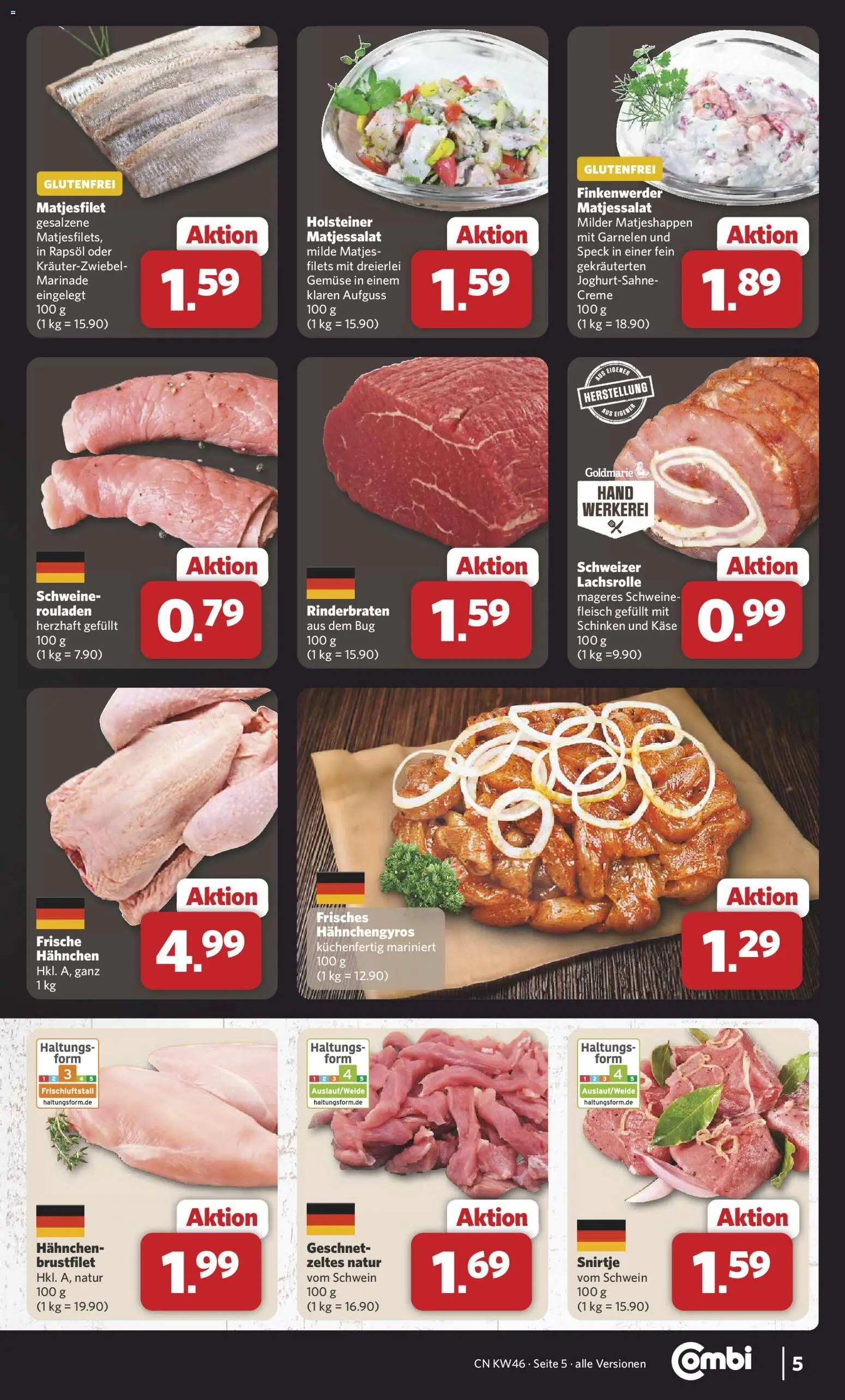 Combi Prospekt 	 – gültig ab 10.11.2025 | Seite: 5 | Produkte: Hahnchen, Käse, Rapsöl, Fleisch