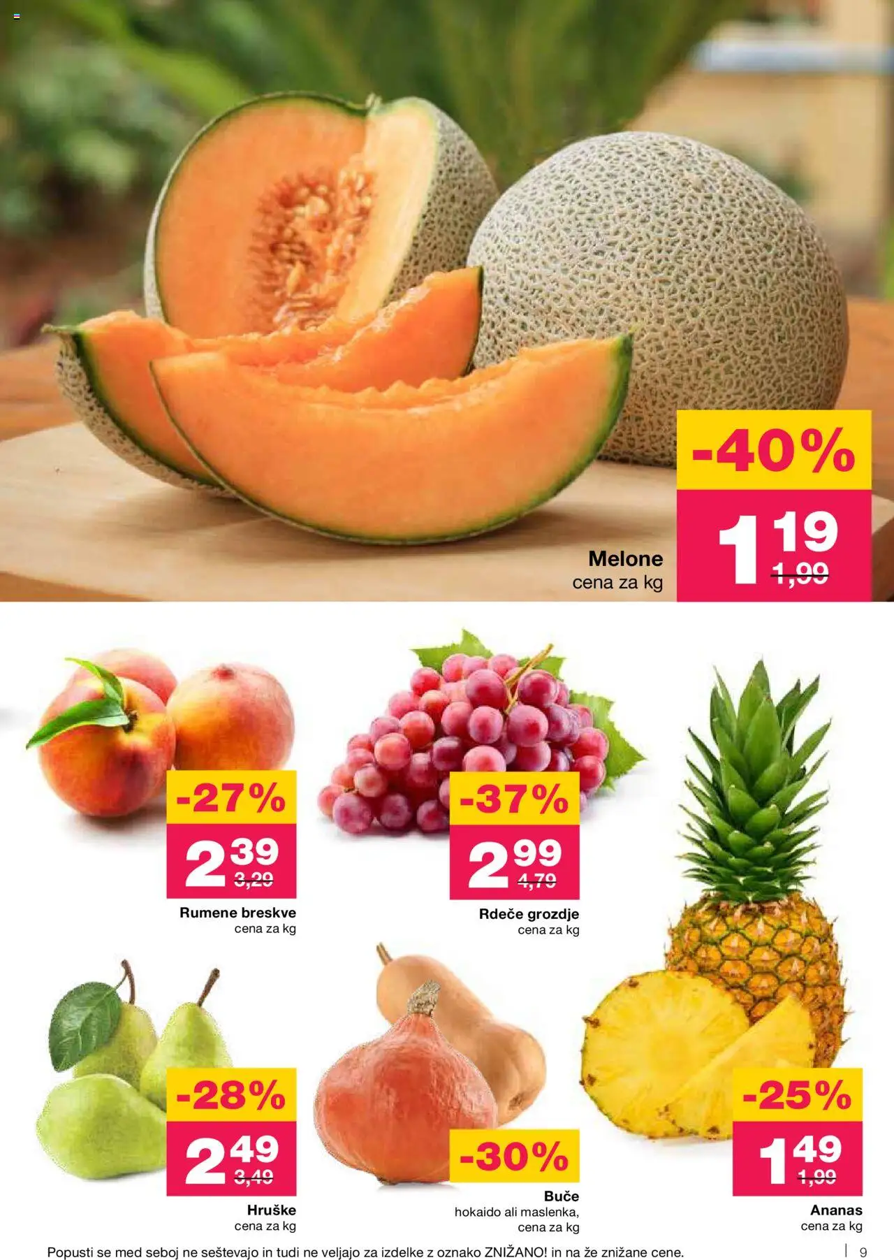 Mercator katalog │ velja od 07.08.2025 | Stran: 9 | Izdelki: Grozdje, Buče, Ananas, Hruške