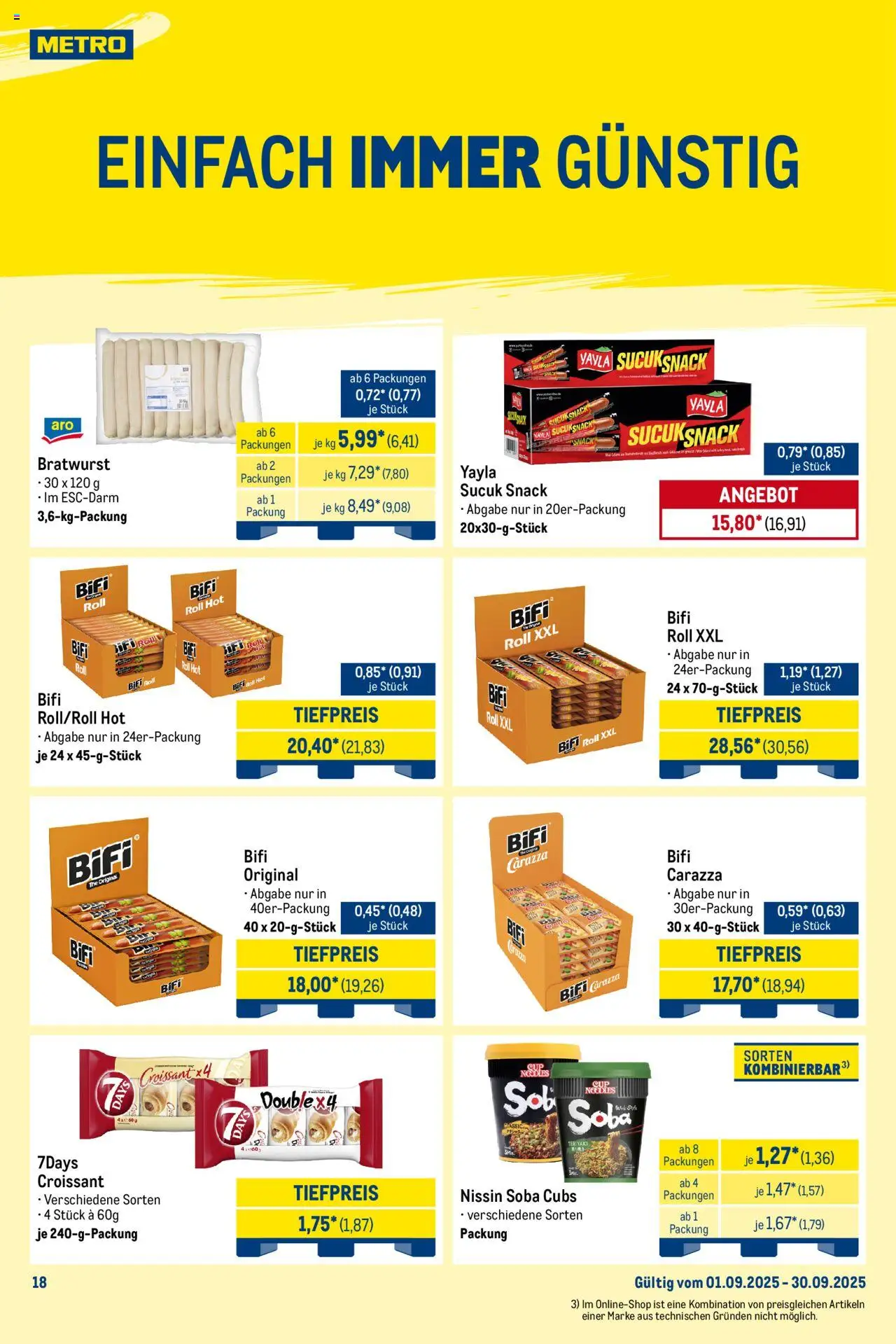 Metro Wochen-Angebote Händler – gültig ab 22.09.2025 | Seite: 23 | Produkte: Bifi, Bratwurst, Croissant