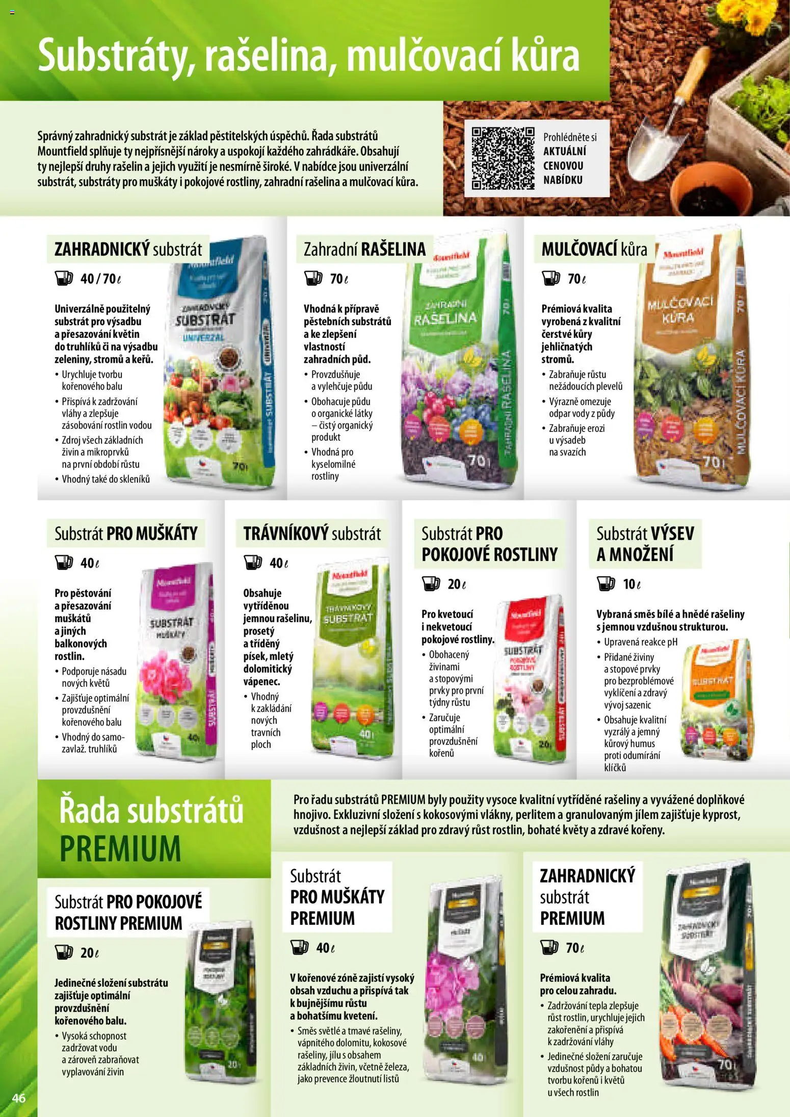 Mountfield katalog od 02.04.2026 | Strana: 46 | Produkty: Muškáty, Substrát, Rostliny, Zahradnický substrát
