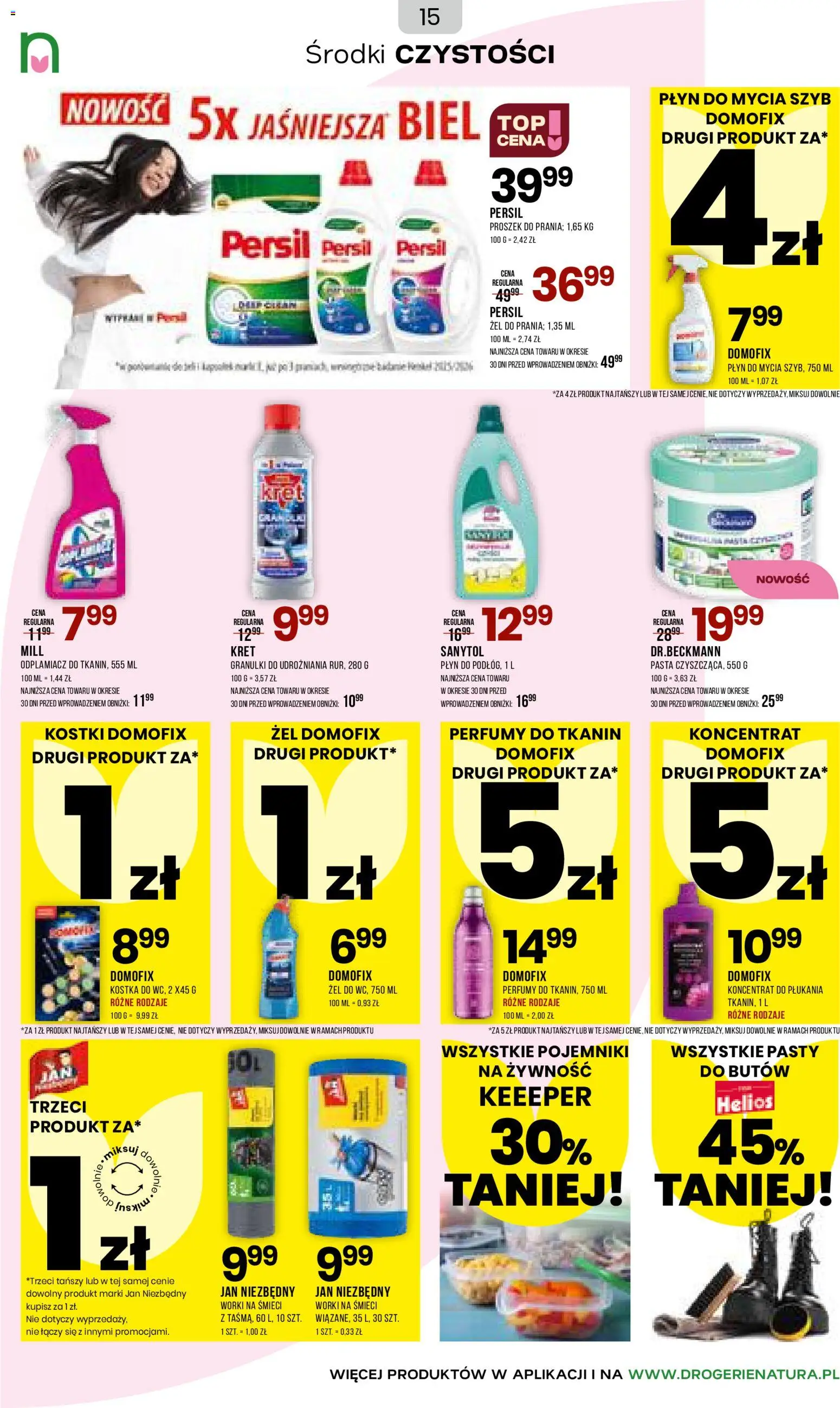 Drogerie Natura gazetka od 31.03.2026 | Strona: 15 | Produkty: Płyn do mycia szyb, Cleaner, Perfumy, Detergent