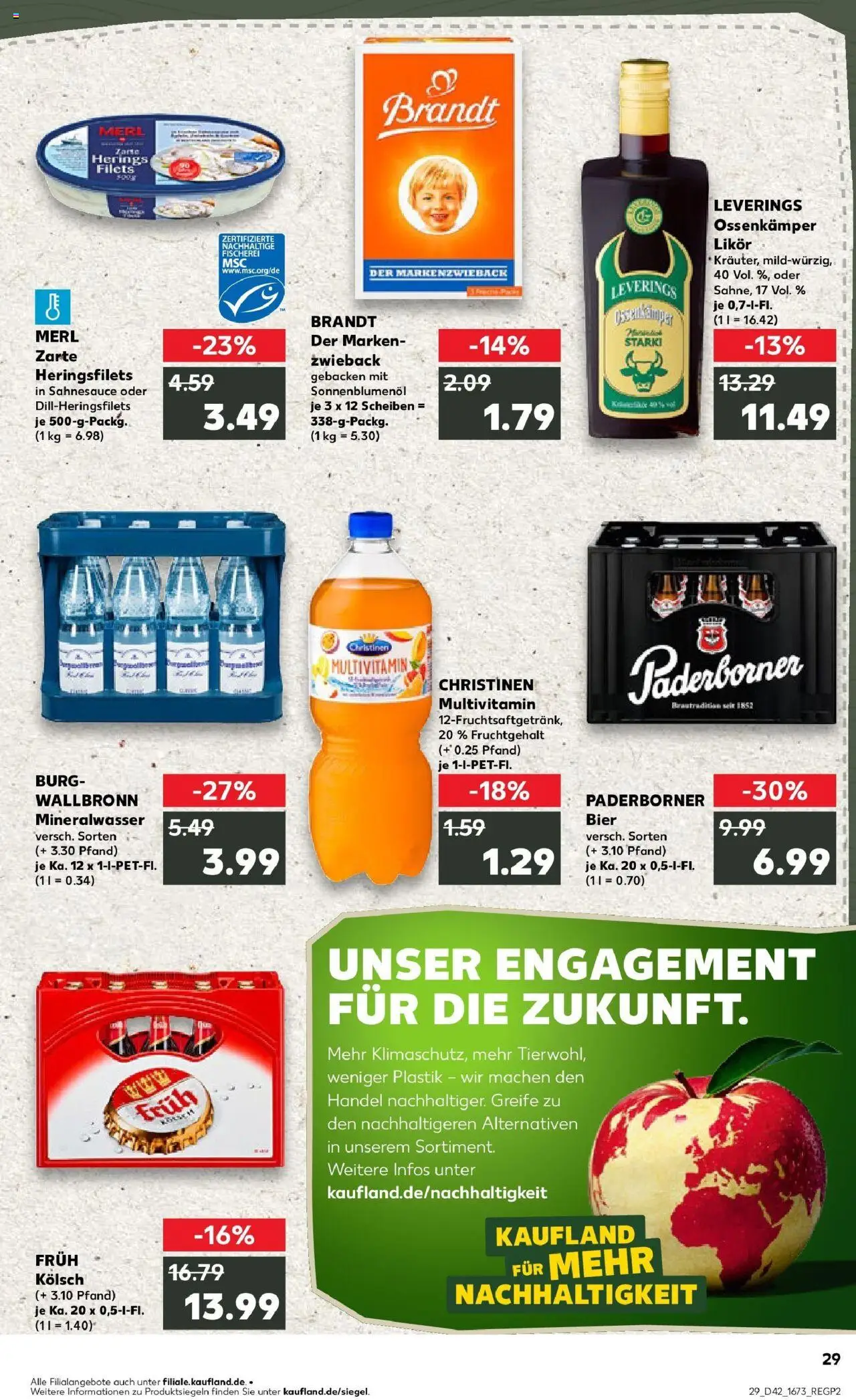Kaufland prospekt Wuppertal	 – gültig ab 15.10.2025 | Seite: 29 | Produkte: Bier, Sonnenblumenol, Likör, Mineralwasser