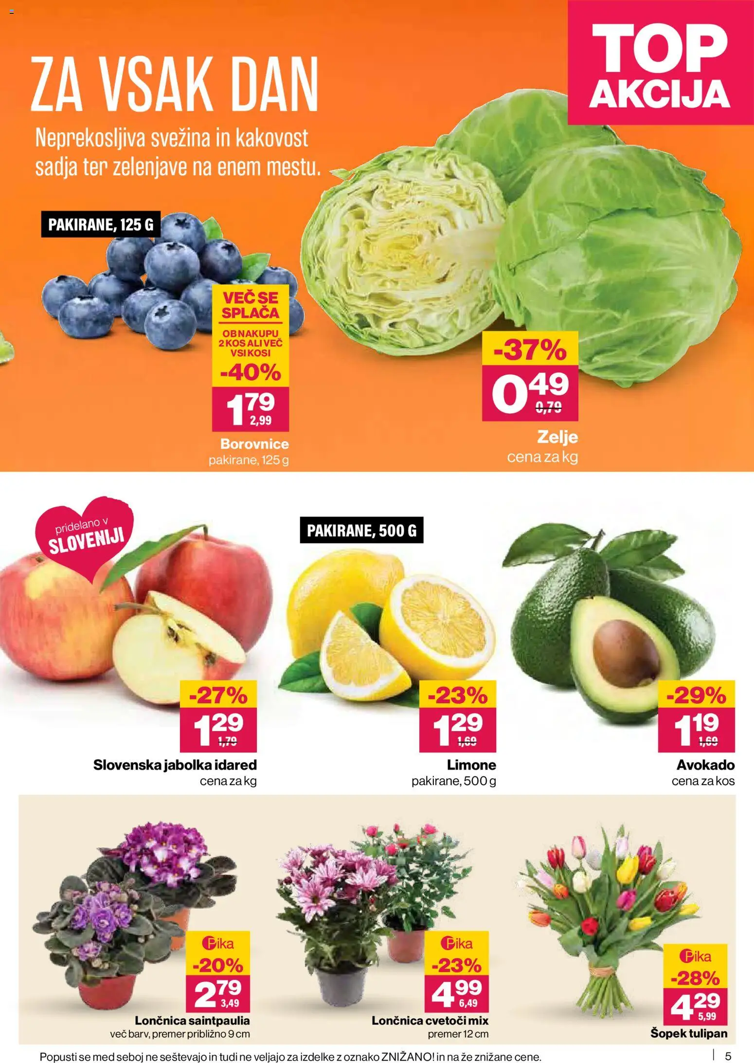 Novi Mercator katalog ponudbe – veljaven od 12.03.2026 | Stran: 5 | Izdelki: Šopek, Borovnice, Avokado, Zelje