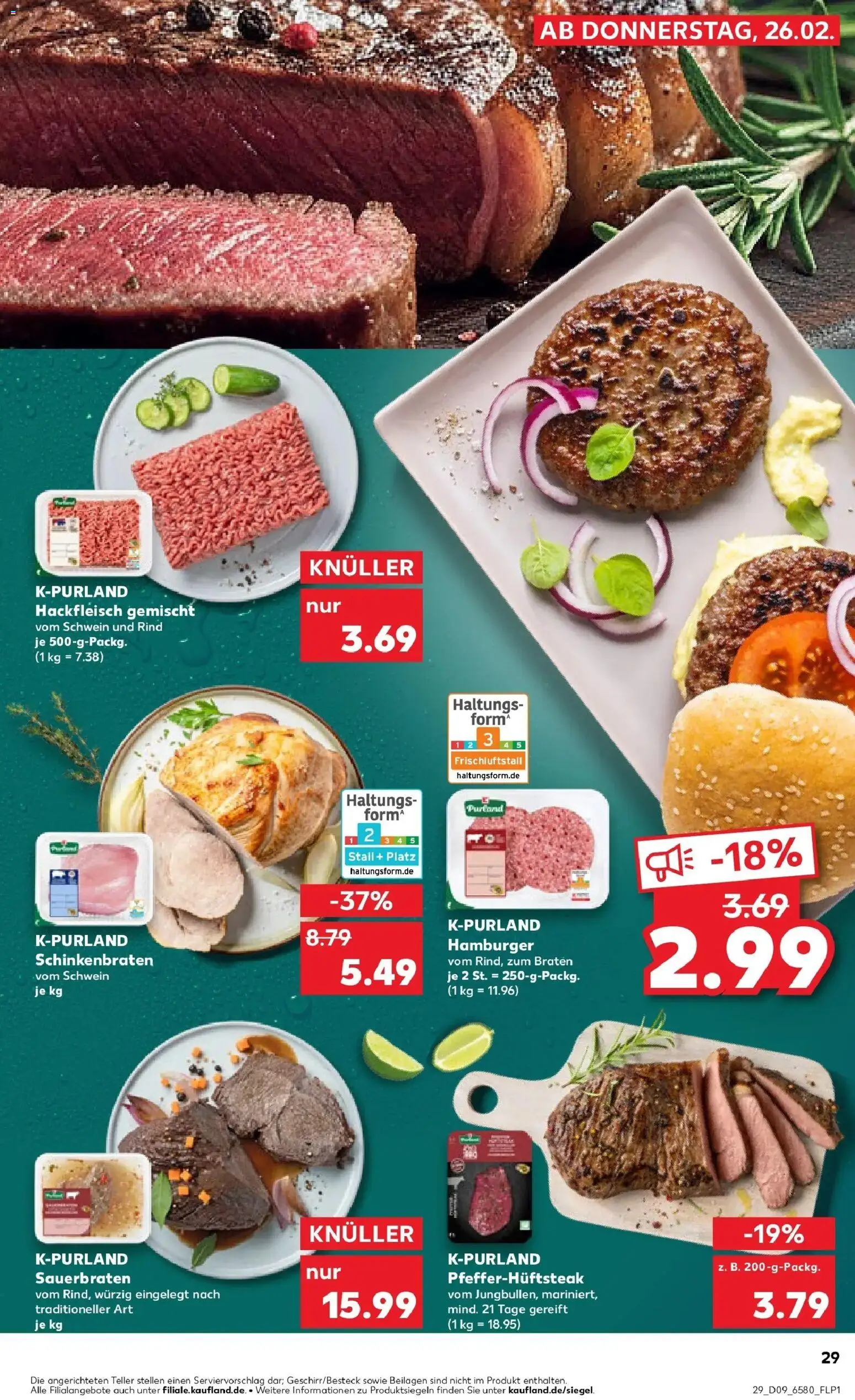Kaufland prospekt Bremerhaven	 – gültig ab 26.02.2026 | Seite: 29 | Produkte: Burger, Steak, Hackfleisch