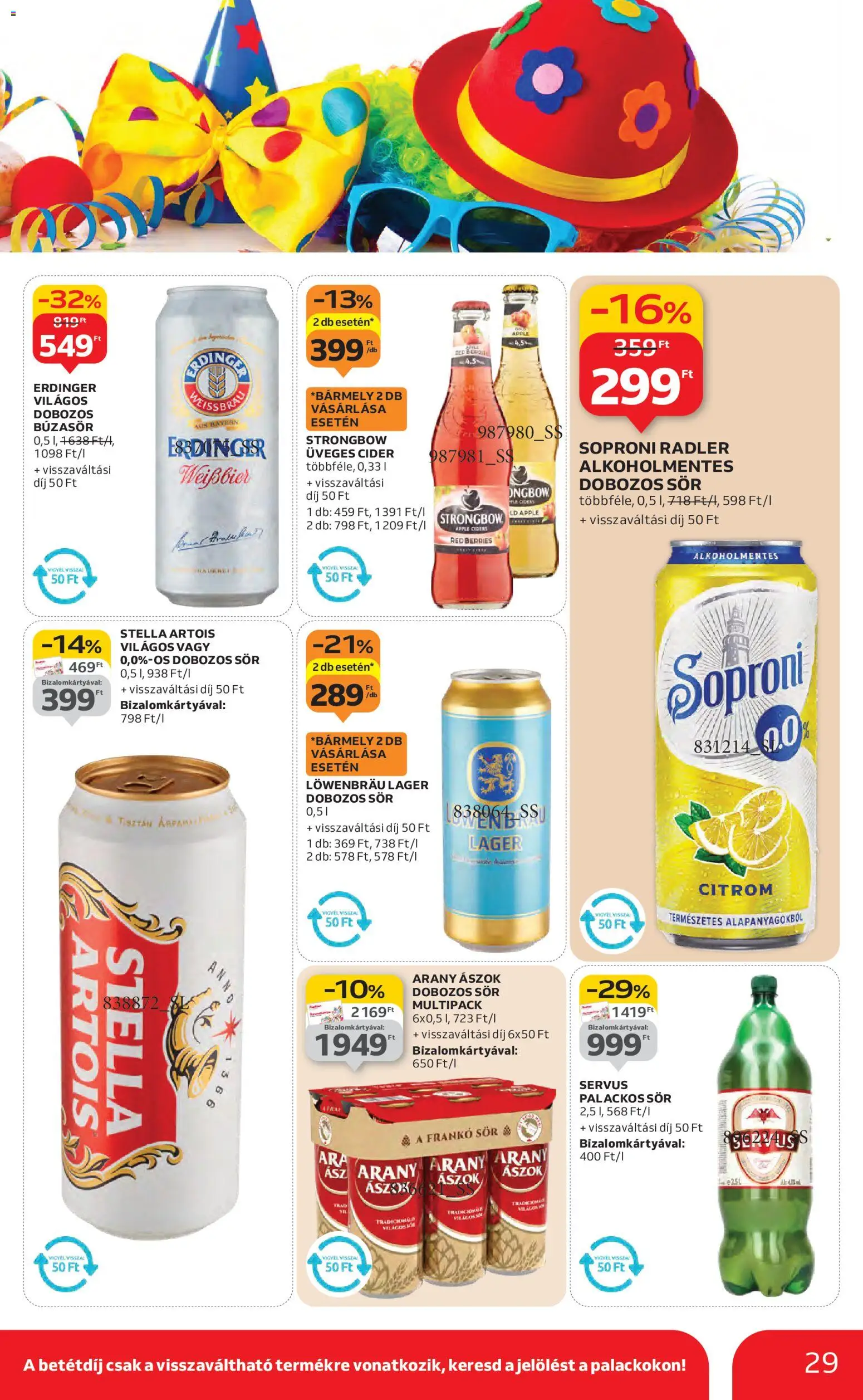 Auchan akciós ujság - amely érvényes a következő dátumtól: 22.01.2026 | Oldal: 29 | Termékek: Búzasör, Arany ászok, Cider, Dobozos sör