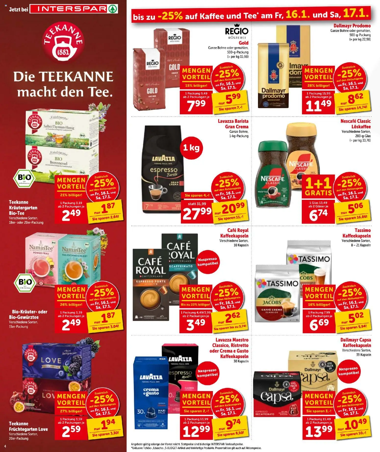 Interspar Flugblatt gültig ab 15.01.2026 | Seite: 4 | Produkte: Kaffee