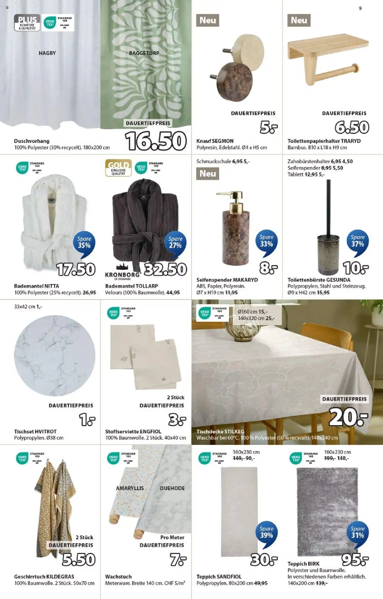 JYSK Aktionen – gültig ab 21.10.2025 | Seite: 9 | Produkte: Seifenspender, Toilettenpapierhalter, Teppich, Bademantel