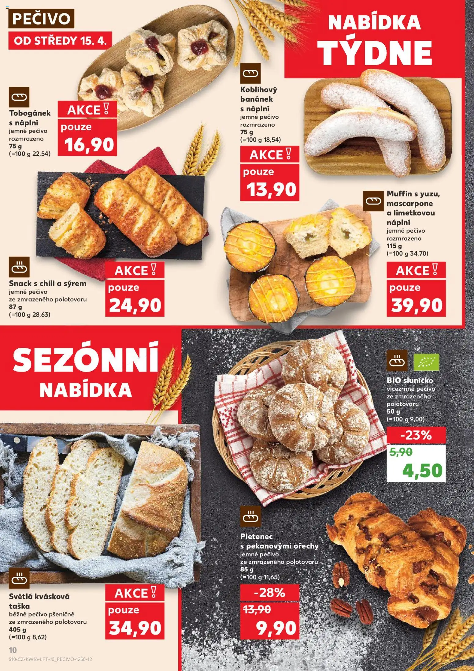 Kaufland leták - Brno od 15.04.2026 | Strana: 10 | Produkty: Ořechy, Taška, Pletenec s pekanovými ořechy, Pečivo