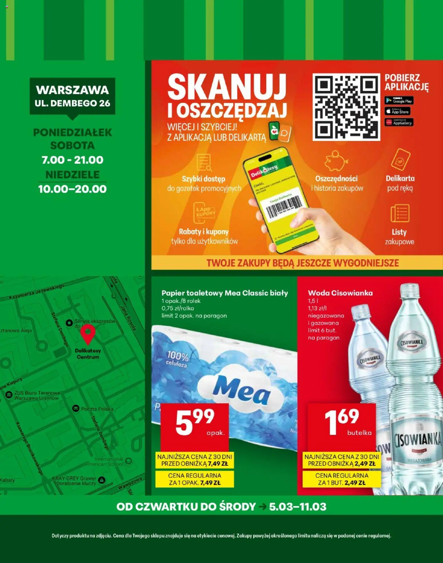Delikatesy Centrum Gazetka Warszawa Otwarcie od 05.03.2026 | Strona: 4 | Produkty: Papier toaletowy, Delikatesy, Woda
