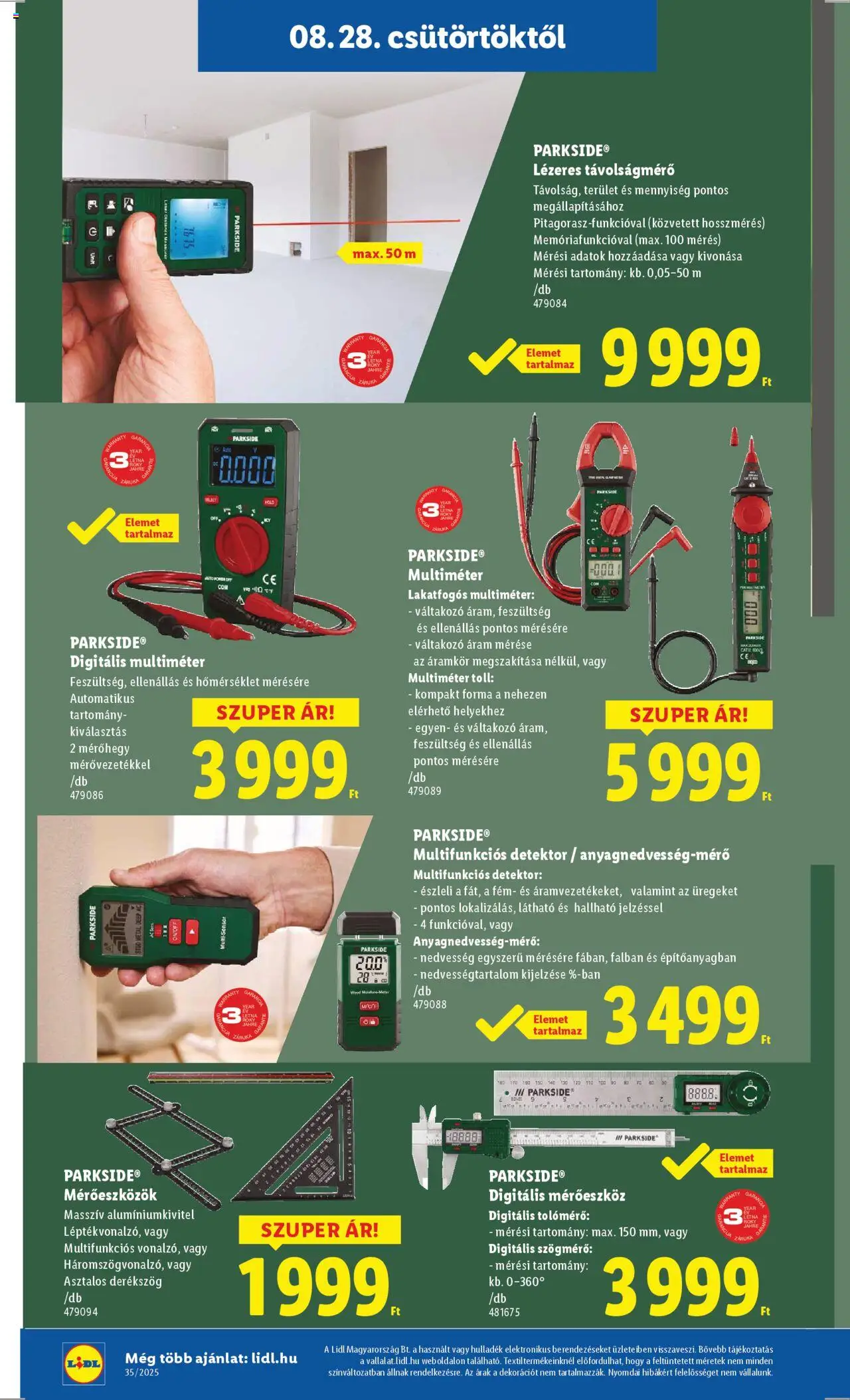 Lidl akciós ujság - amely érvényes a következő dátumtól: 28.08.2025 | Oldal: 4 | Termékek: Parkside, Távolságmérő, Lézeres távolságmérő
