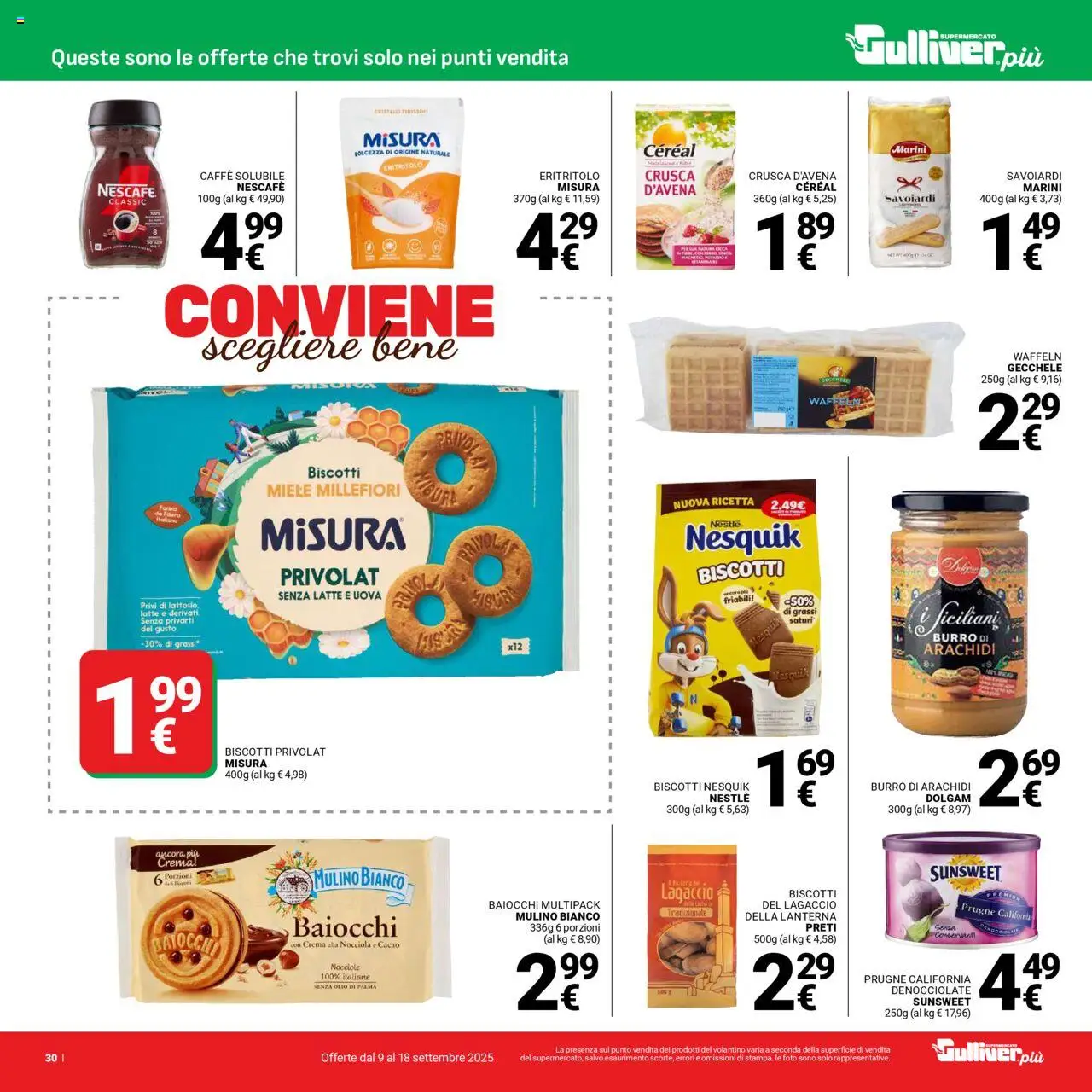 Volantino Gulliver del 09.09.2025 | Pagina: 30 | Prodotti: Crema, Caffè, Biscotti, Olio