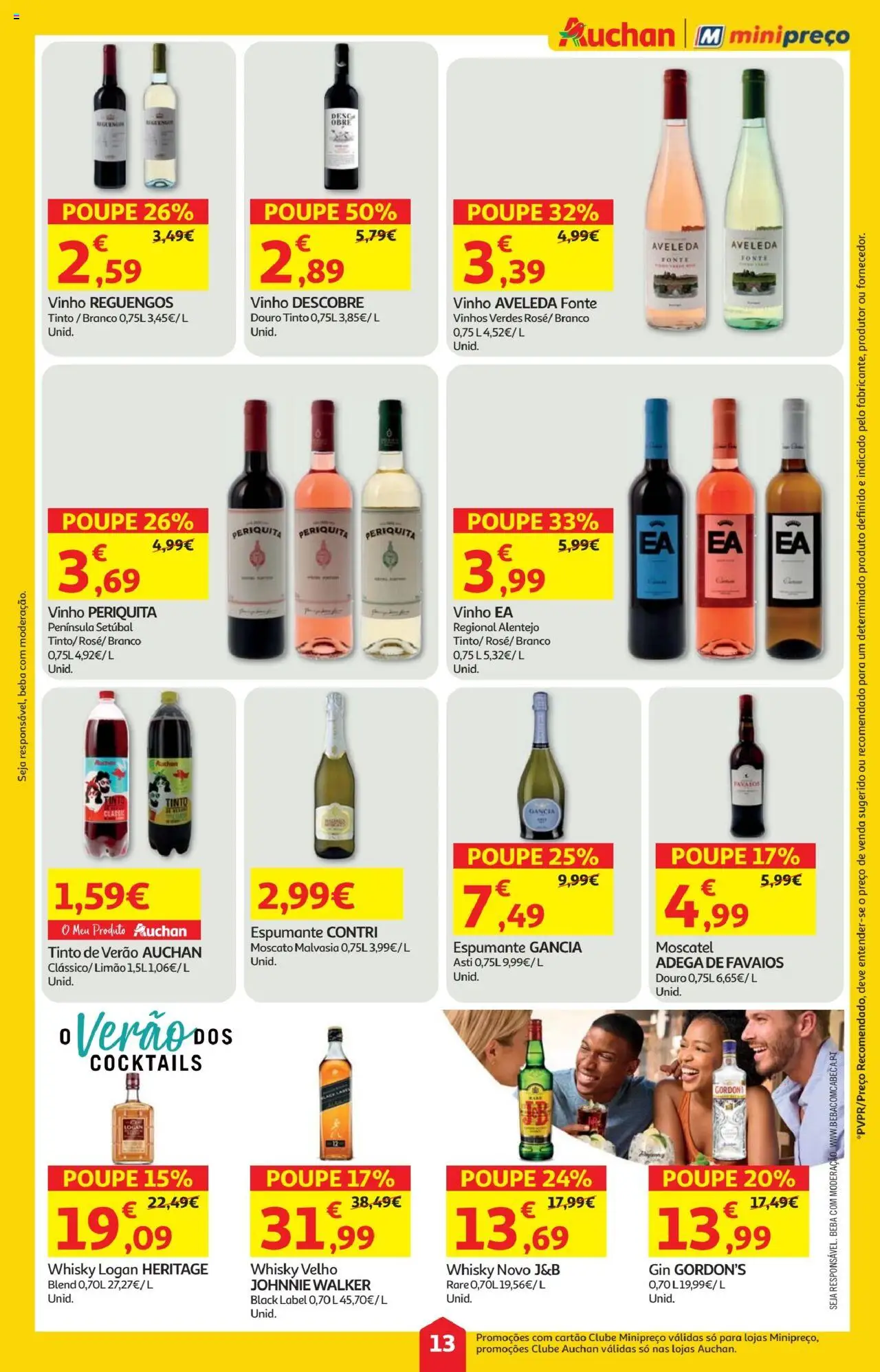 Minipreço folheto │ válido de 14.08.2025 | Página: 13 | Produtos: Whisky, Espumante, Vinho, Cocktails