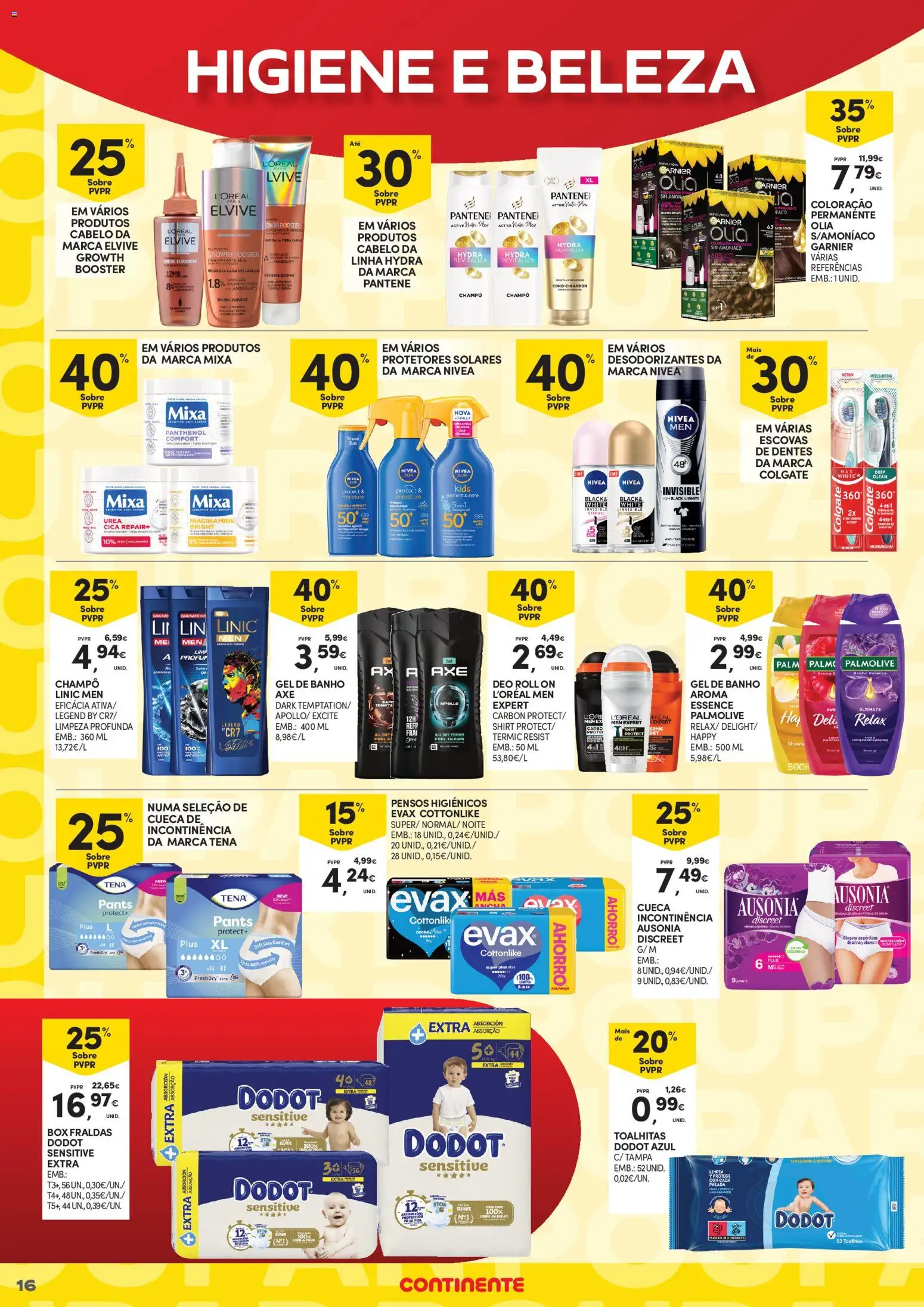 Continente - Açores Poupança para todos │ válido de 06.04.2026 | Página: 16 | Produtos: Shampoo, Condicionador, Gel de banho, Banho