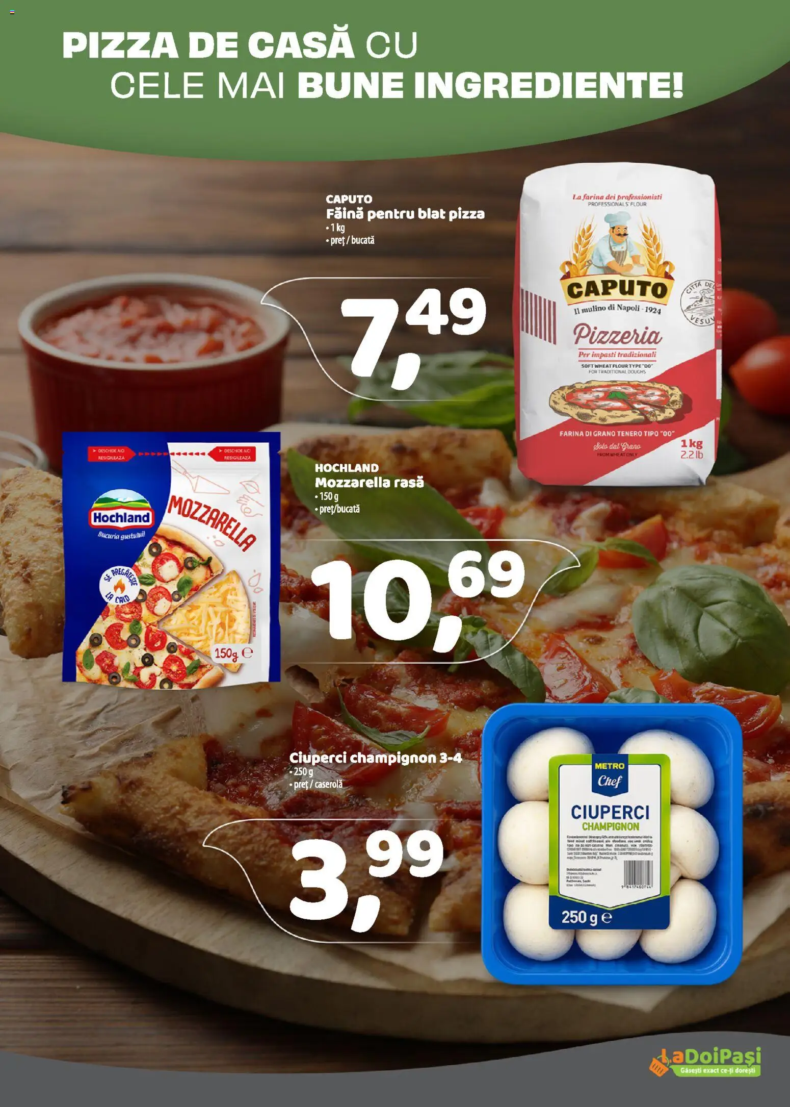 Noul catalog LaDoiPași – valabil de la 16.03.2026 | Pagină: 3 | Produse: Ciuperci, Mozzarella, Pizza, Făină