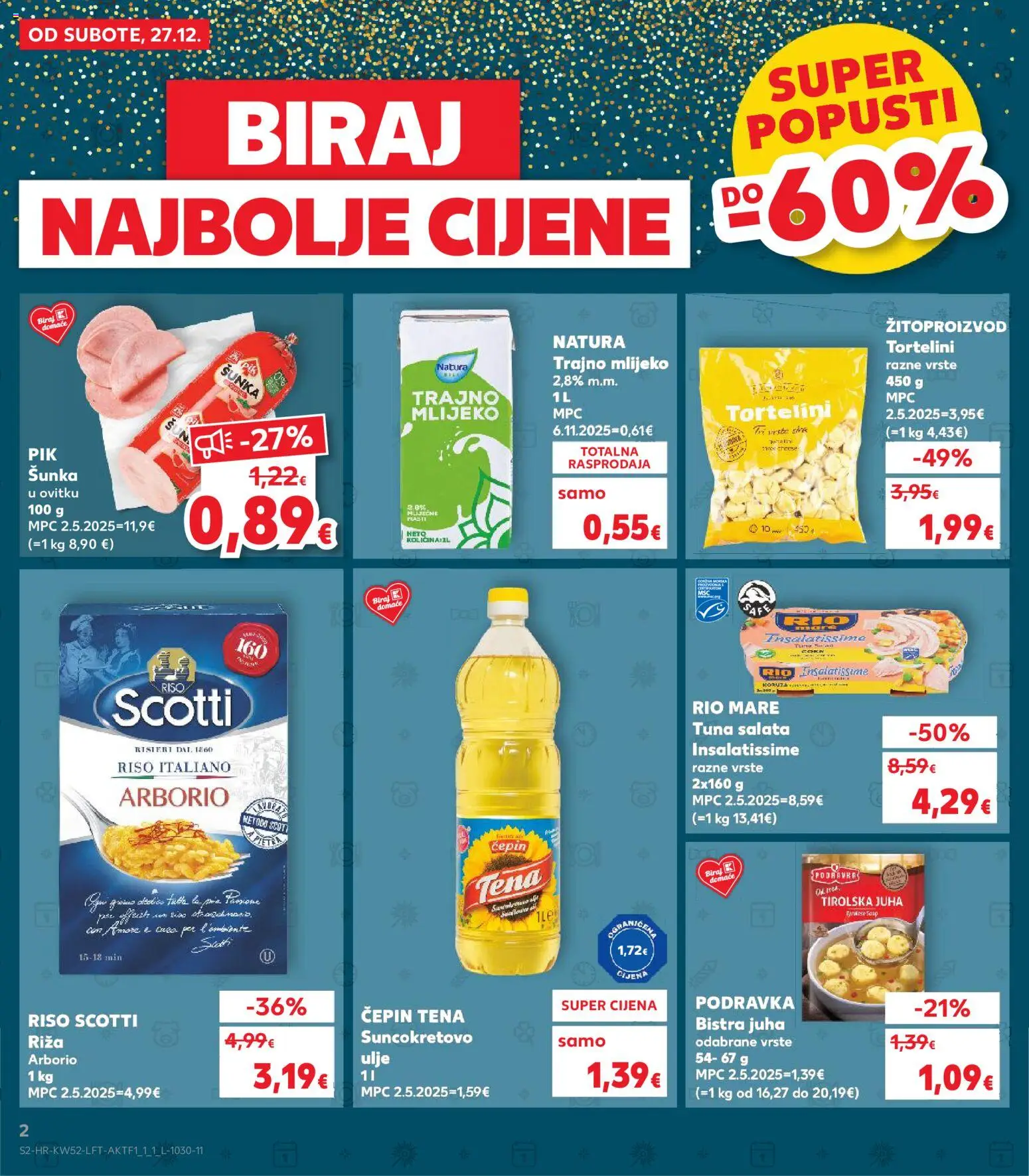Kaufland katalog | vrijedi od 27.12.2025 | Stranica: 2 | Proizvodi: Riža, Juha, Trajno mlijeko, Tuna