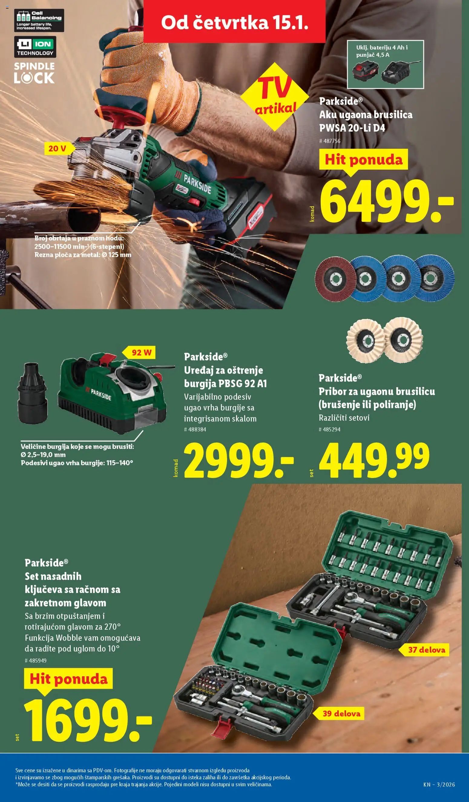 Lidl katalog - važi od 15.01.2026 | Strana: 45 | Proizvode: Parkside, Ugaona brusilica, Brusilica