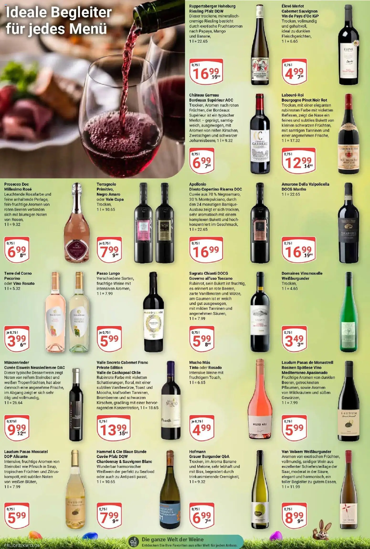 Globus prospekt Freilassing	 – gültig ab 23.03.2026 | Seite: 15 | Produkte: Toast, Merlot, Pfirsich, Wein