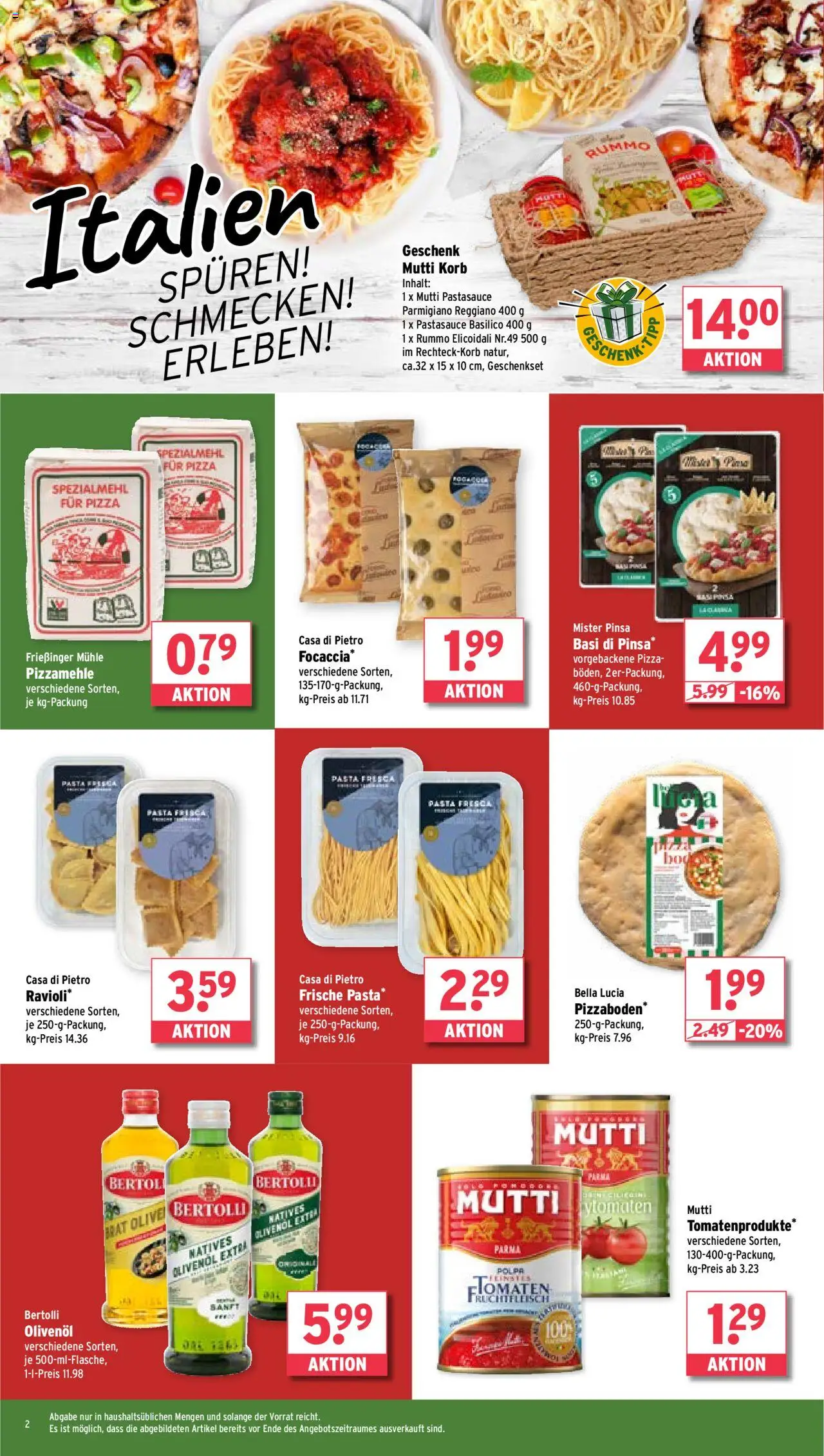 Wasgau Prospekt 	 - gültig ab dem 18.08.2025 | Seite: 2 | Produkte: Olivenol, Korb, Pasta, Pizza