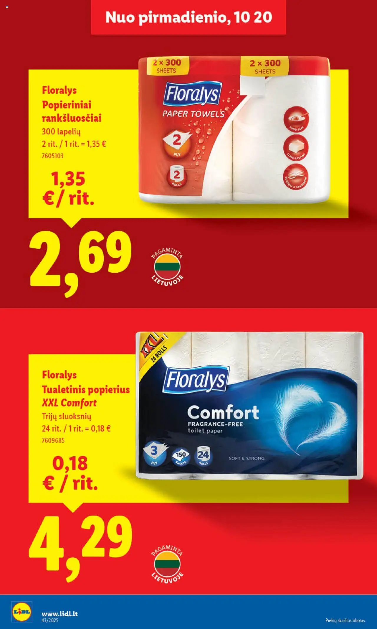 LIDL akcijos nuo 20.10.2025 | Puslapis: 32 | Prekių: Tualetinis popierius