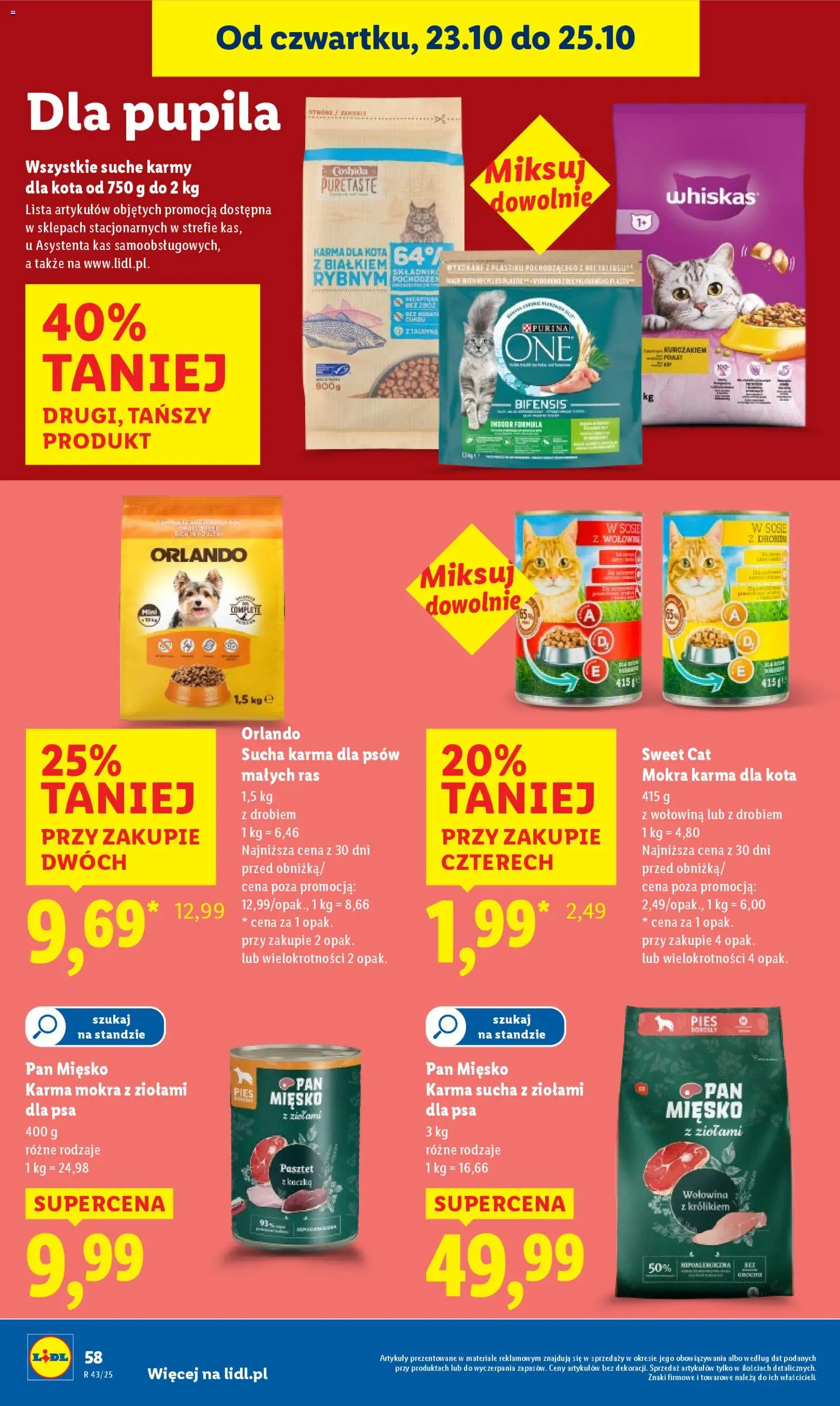 Lidl Gazetka od 23.10.2025 | Strona: 62 | Produkty: Karma dla kota, Wołowina, Karma dla psów