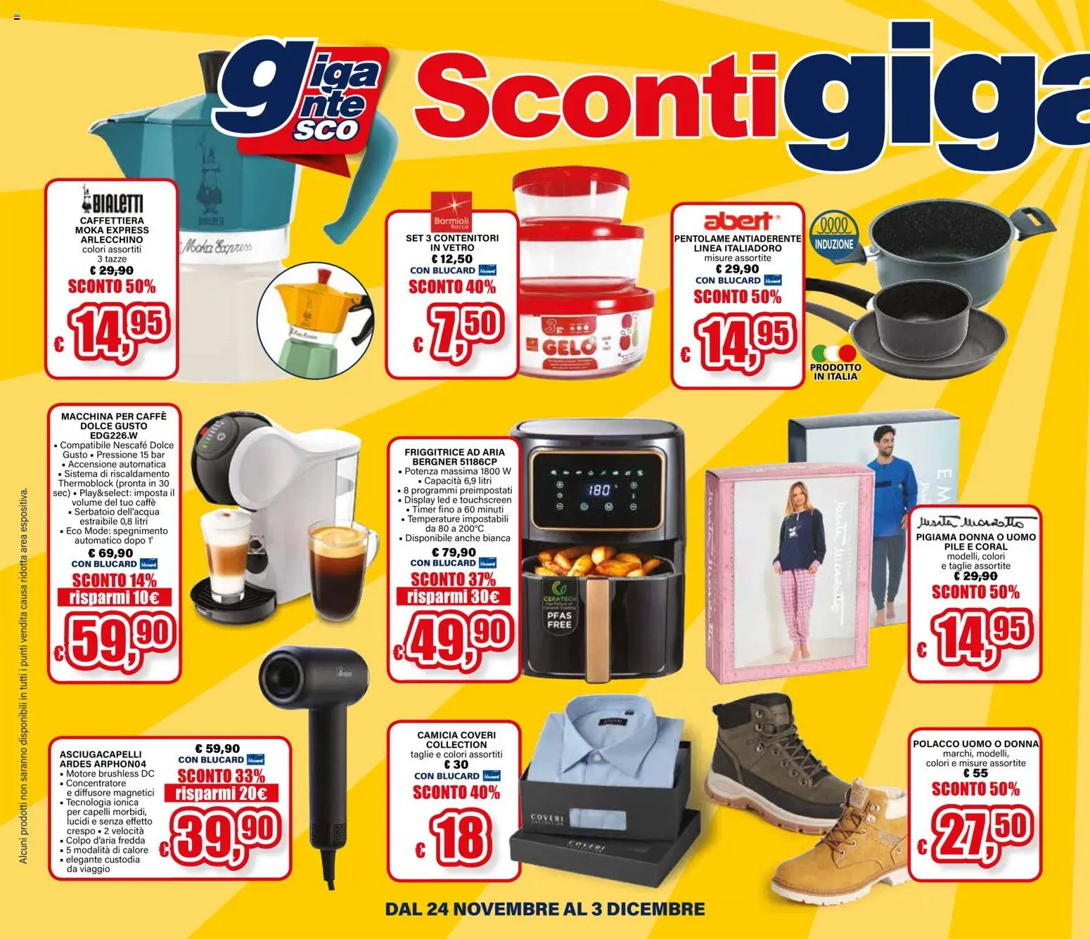 Volantino Il Gigante del 24.11.2025 | Pagina: 6 | Prodotti: Caffettiera, Camicia, Asciugacapelli, Friggitrice
