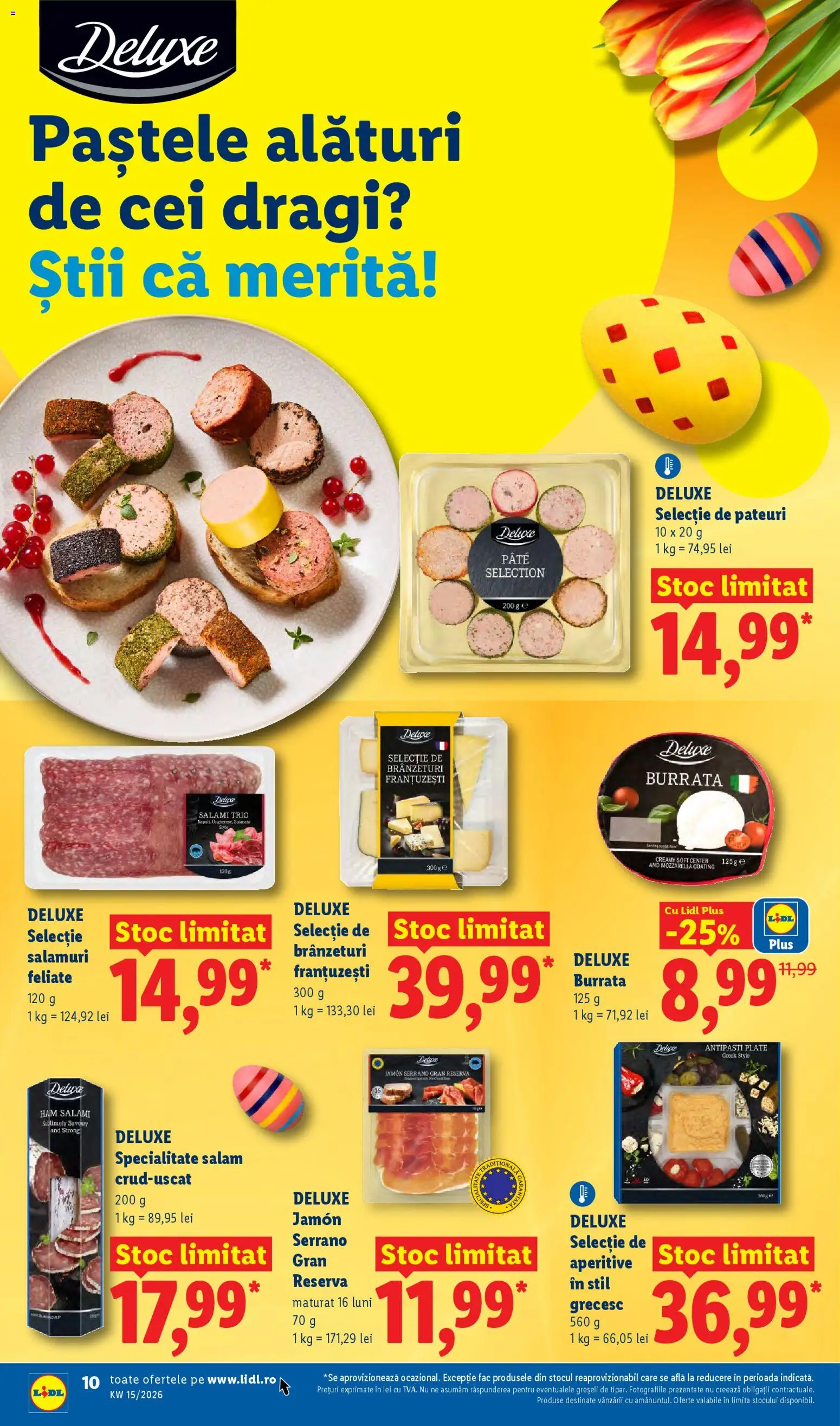 Noul catalog Lidl – valabil de la 06.04.2026 | Pagină: 10 | Produse: Çift taraflı üst, Pate, Mozzarella, Salam