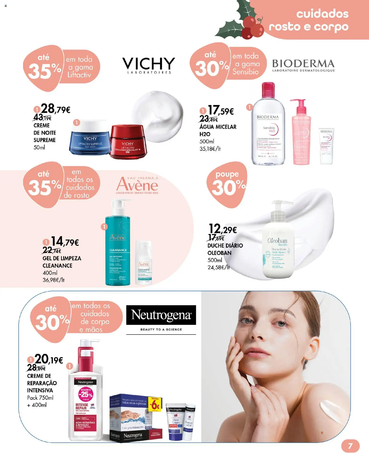 Pingo Doce Bem Estar Natal Lojas Açores │ válido de 20.11.2025 | Página: 7 | Produtos: Agua, Água micelar, Creme, Gel de limpeza