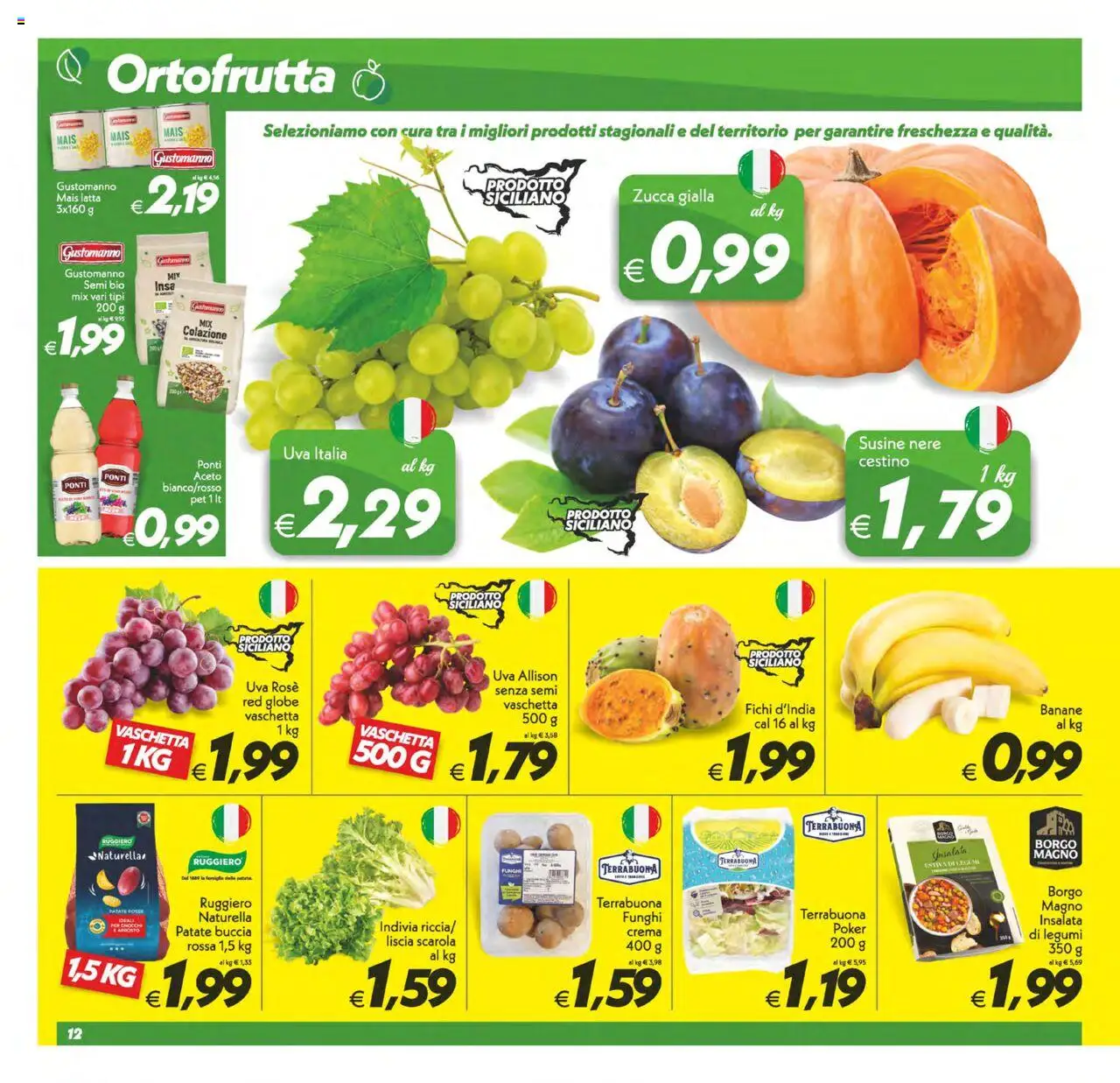 Volantino SuperConveniente del 12.09.2025 | Pagina: 12 | Prodotti: Uva, Mais, Susine, Cestino