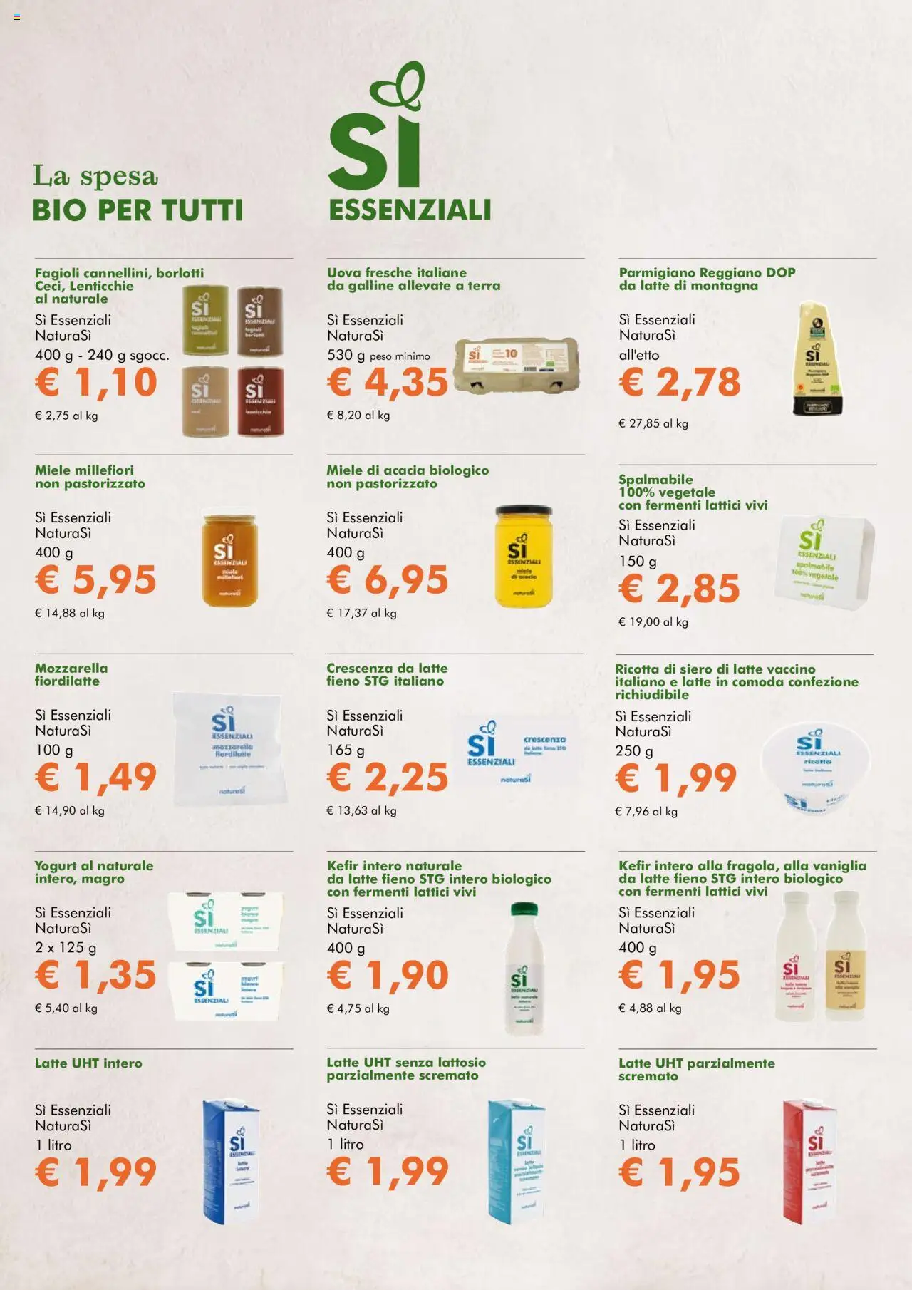 Volantino Natura Sì del 27.08.2025 | Pagina: 4 | Prodotti: Fagioli, Lenticchie, Latte, Parmigiano
