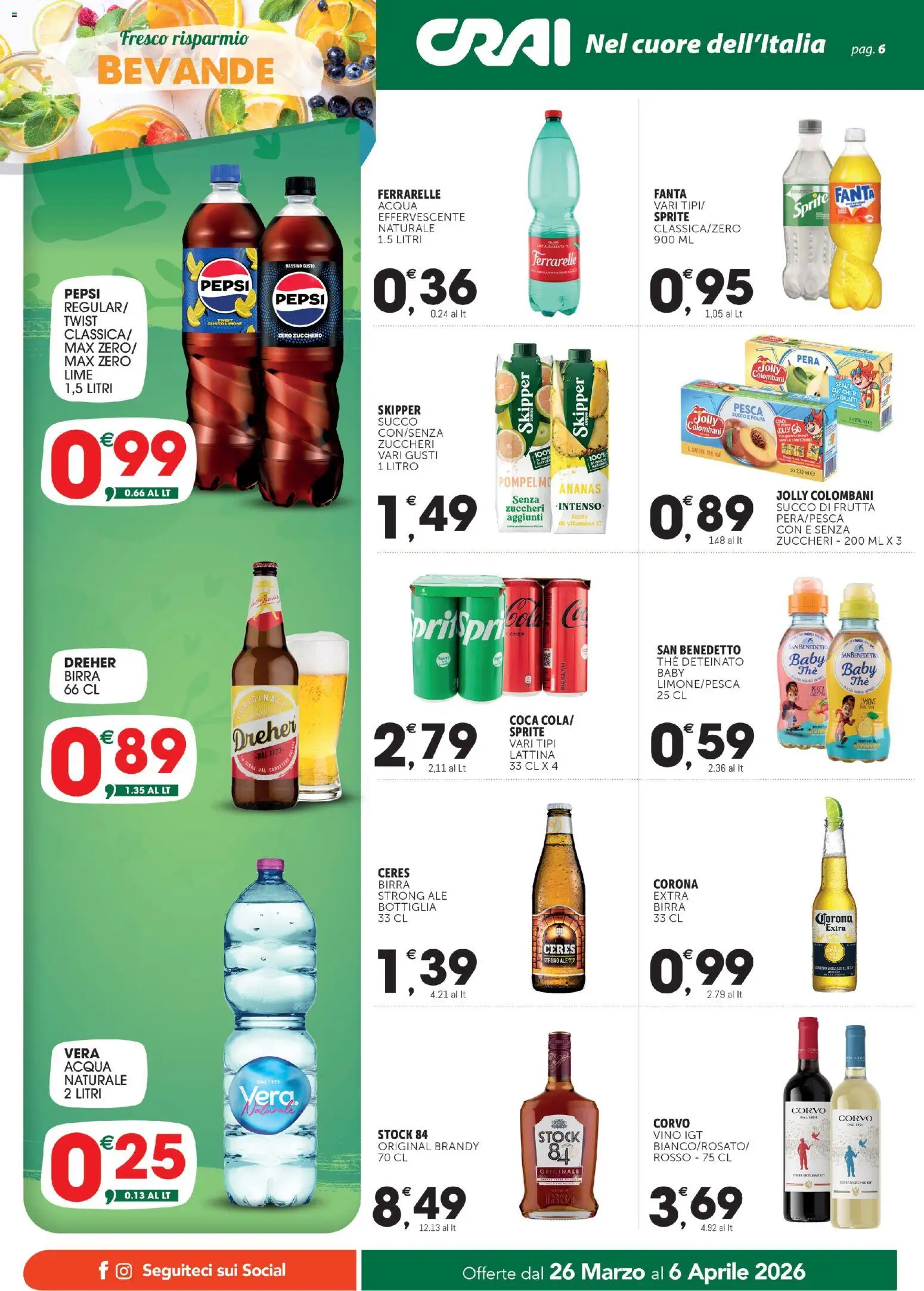 Volantino CRAI del 26.03.2026 | Pagina: 6 | Prodotti: Succo, Ananas, Lime, Pera
