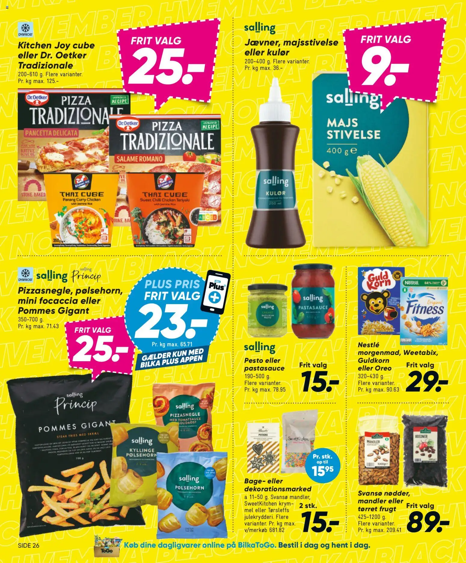 Bilka tilbudsavis – gyldig fra 21.11.2025 | Side: 39 | Produkter: Pizza, Rosiner, Pesto, Oreo
