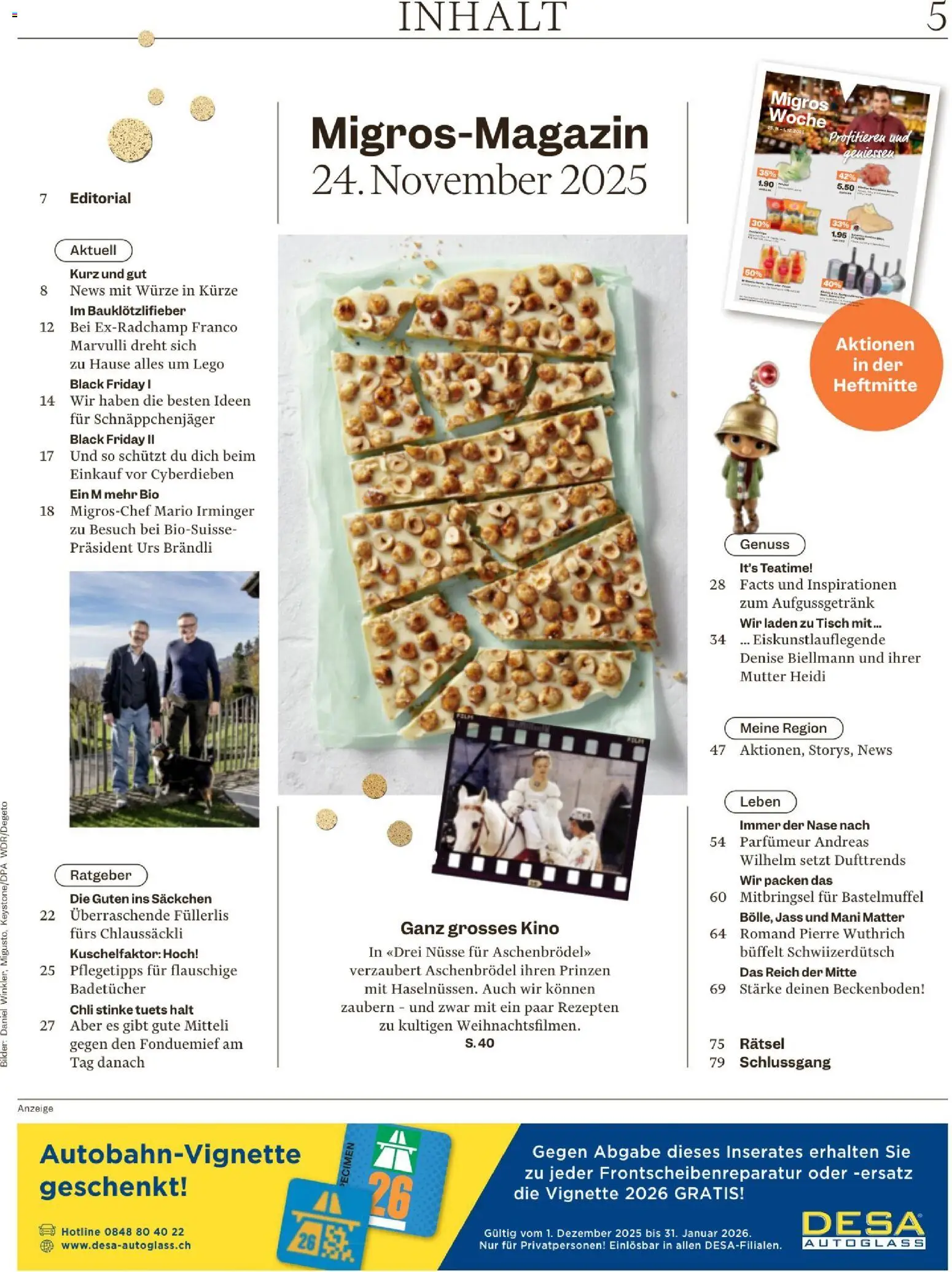 Migros Magazin – gültig ab 24.11.2025 | Seite: 5 | Produkte: Tisch, Nüsse, Bilder