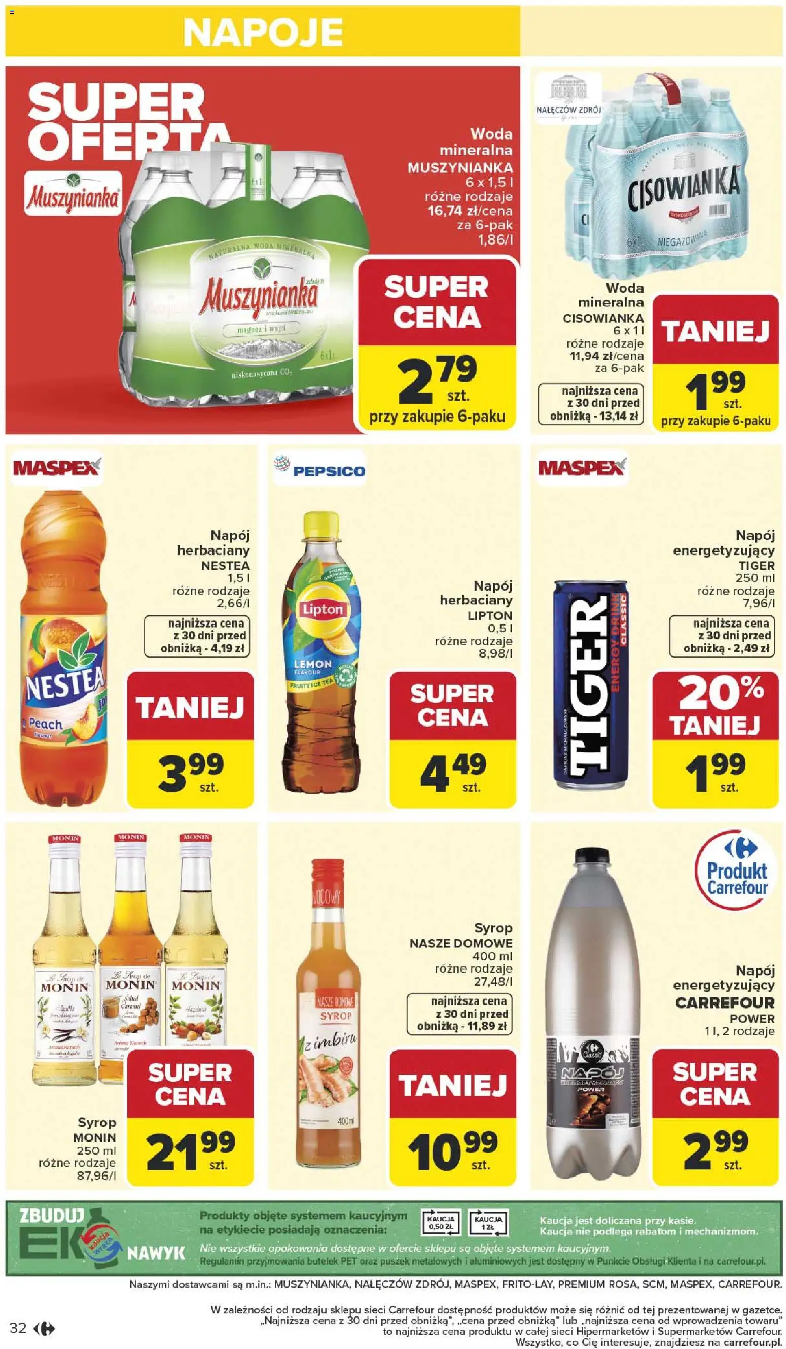 Carrefour Gazetka od 05.01.2026 | Strona: 34 | Produkty: Syrop, Ice Tea, Muszynianka, Woda