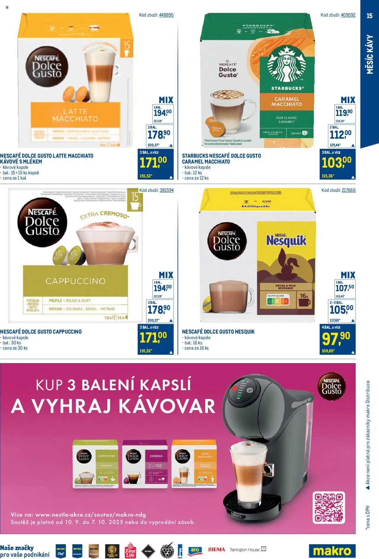 Makro leták - Měsíc kávy od 10.09.2025 | Strana: 15 | Produkty: Starbucks, Kapsle, Kávovar, Nescafé