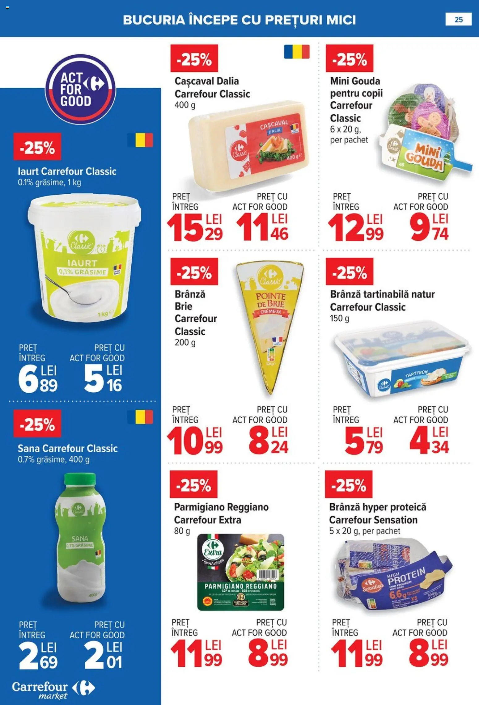 Noul catalog Carrefour – valabil de la 08.01.2026 | Pagină: 25 | Produse: Cașcaval, Mici, Iaurt, Gouda