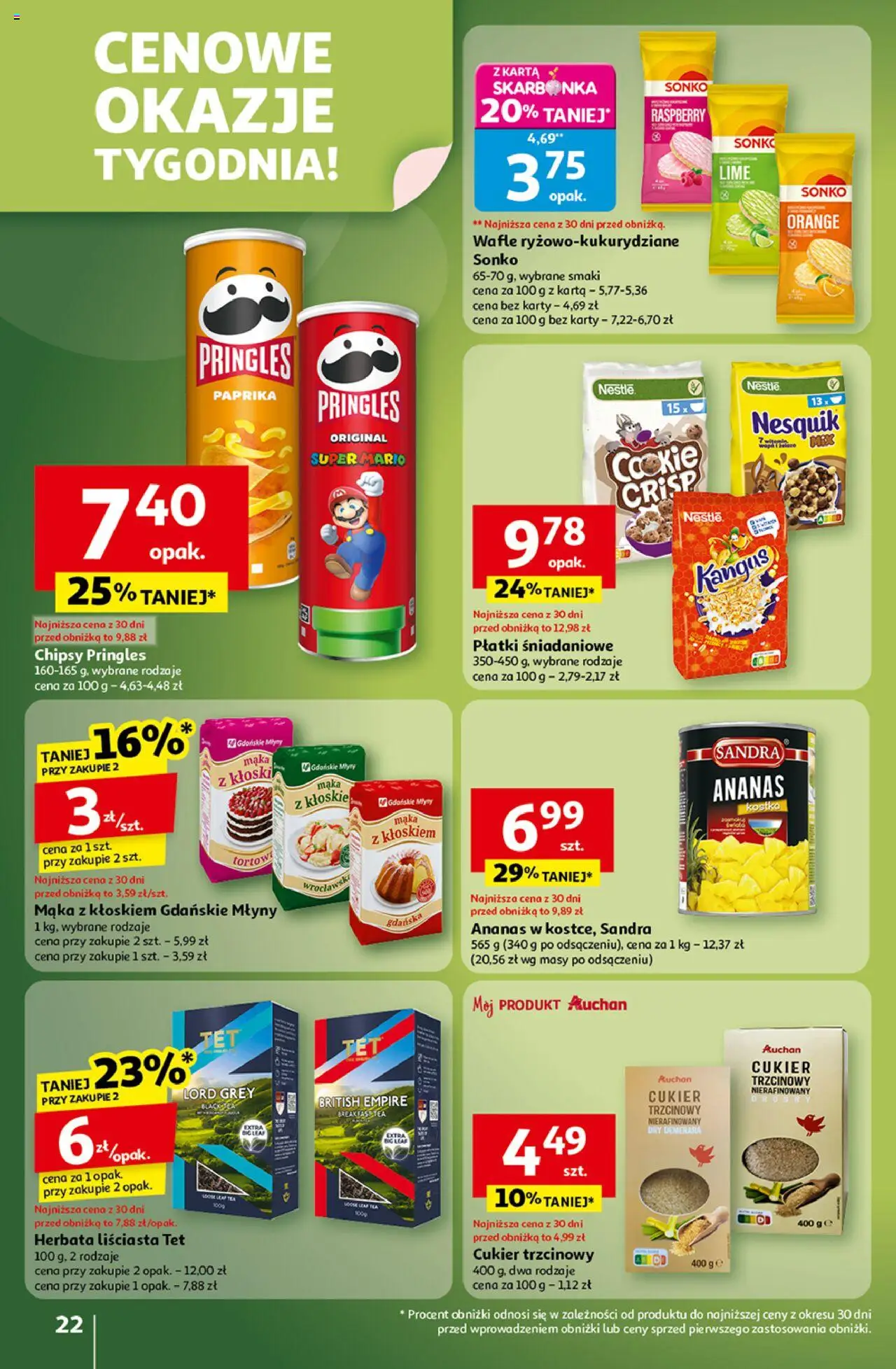 Auchan Gazetka - Wielkie przeboje cenowe Hipermarket od 16.10.2025 | Strona: 22 | Produkty: Wafle, Cukier trzcinowy, Ananas, Cukier