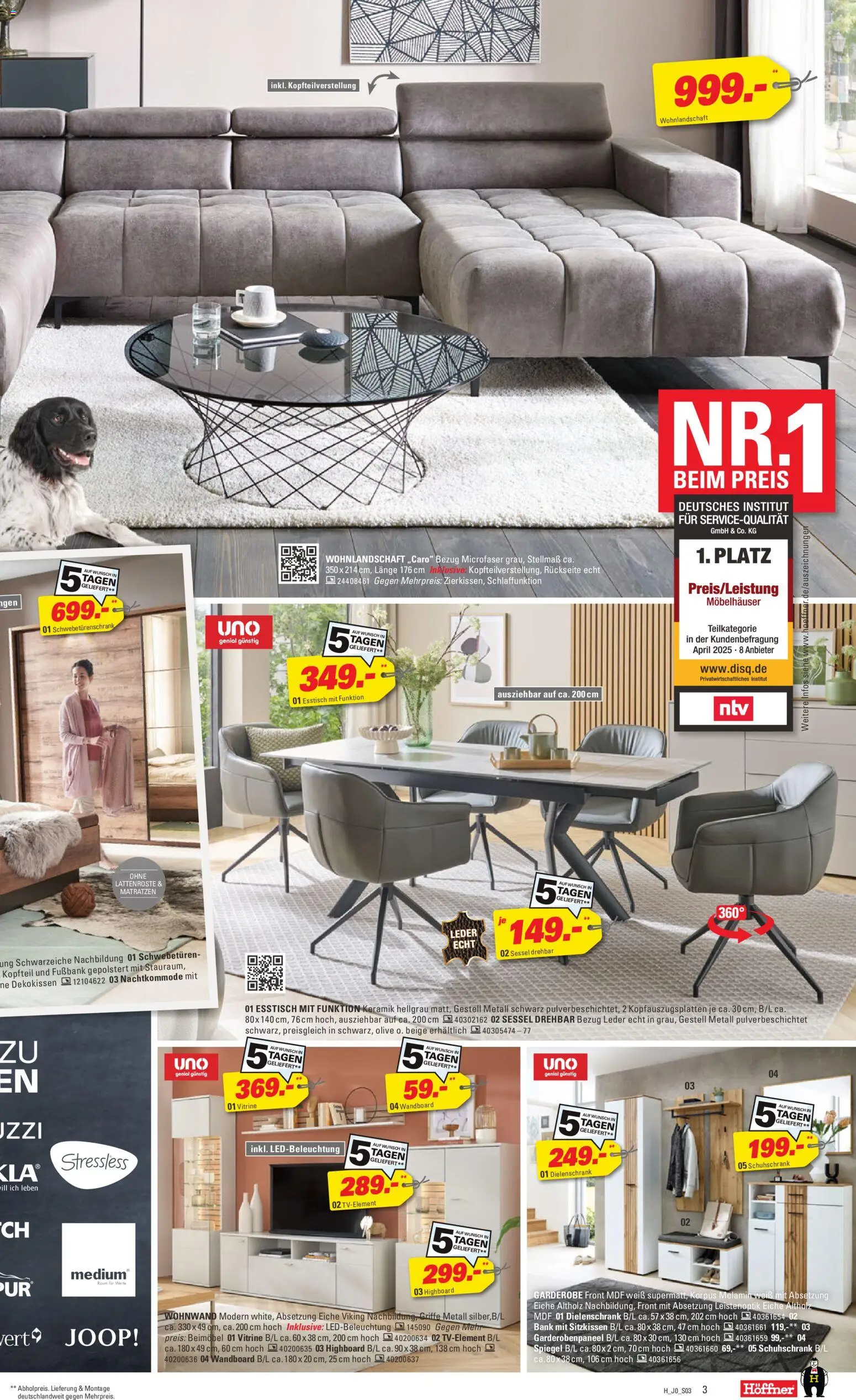 Höffner Prospekt 	 – gültig ab 02.01.2026 | Seite: 3 | Produkte: HIghboard, Wandboard, Esstisch, Spiegel