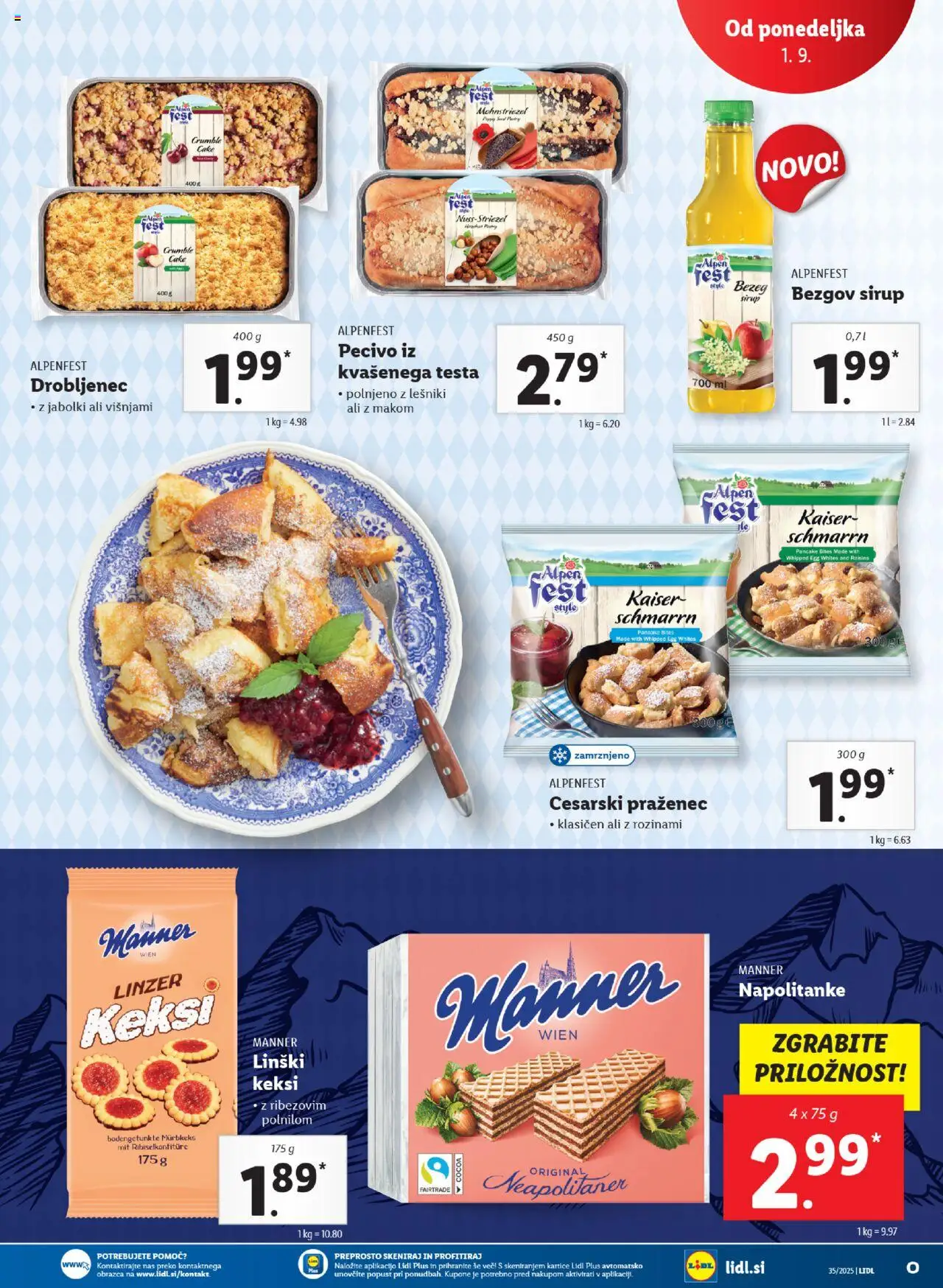 Lidl katalog │ velja od 28.08.2025 | Stran: 57 | Izdelki: Napolitanke, Keksi, Sirup