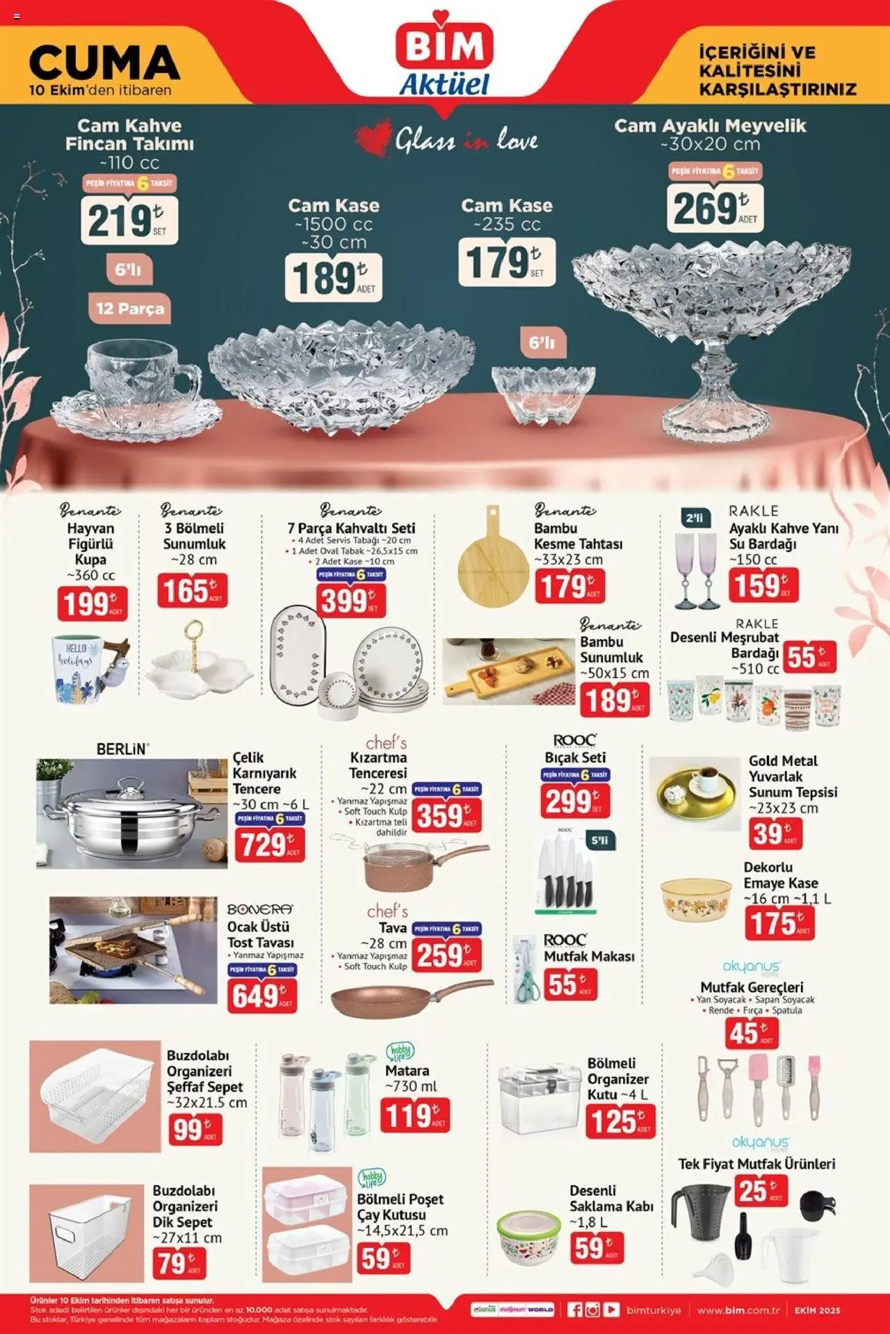 BİM Katalog Cuma - 10.10.2025 tarihinden itibaren geçerlidir | Sayfa: 6 | Ürünler: Sepet, Kahve, Su, Su bardağı