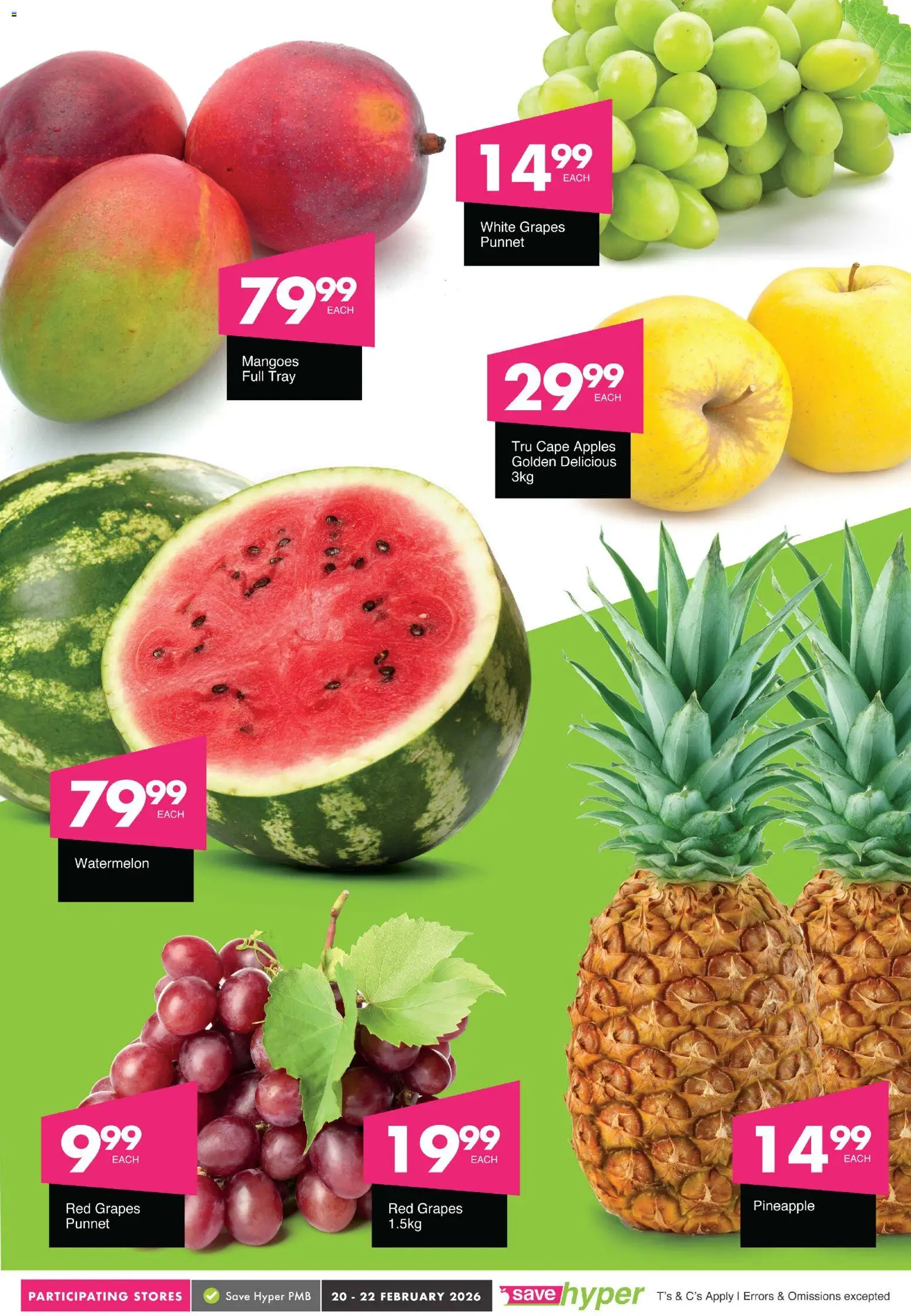 New Save catalogue – valid from 20.02.2026 | Page: 5 | Products: Tray, Apples, Pineapple, Grapes