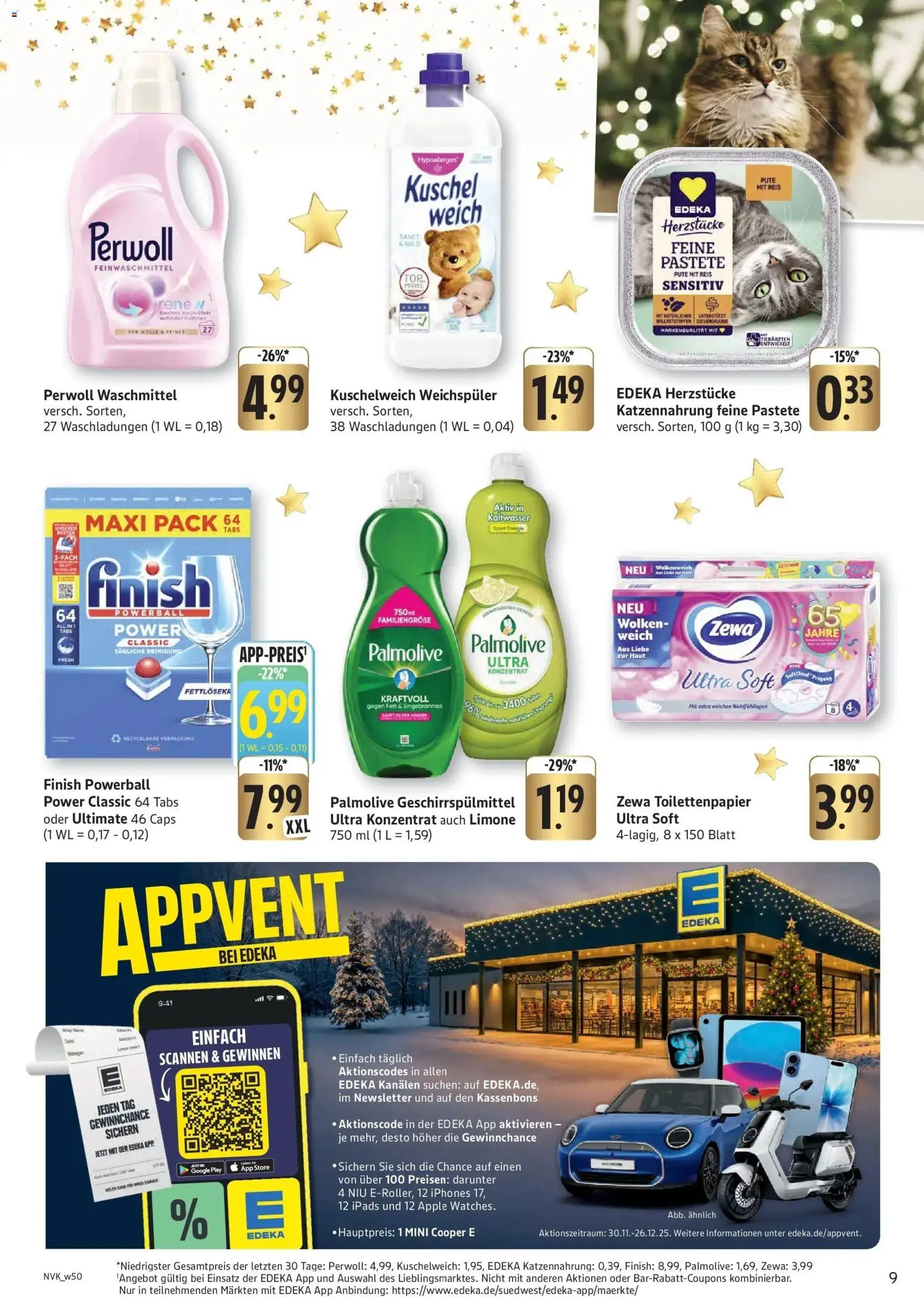 Edeka prospekt Mainz-Finthen	 – gültig ab 08.12.2025 | Seite: 9 | Produkte: Perwoll, Zewa, Weichspüler, Toilettenpapier