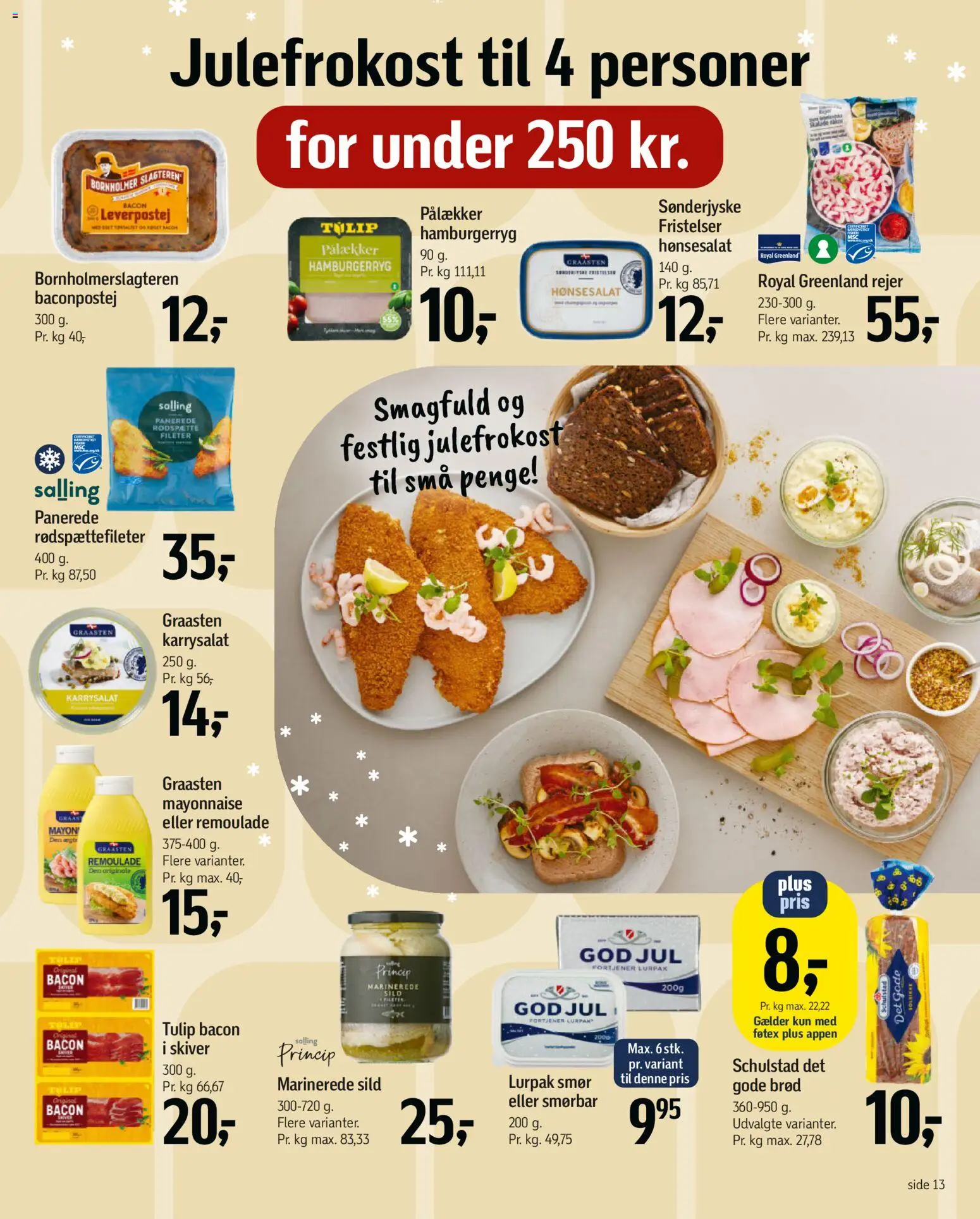 Føtex tilbudsavis – gyldig fra 19.12.2025 | Side: 13 | Produkter: Smør, Sild, Hamburgerryg, Karrysalat