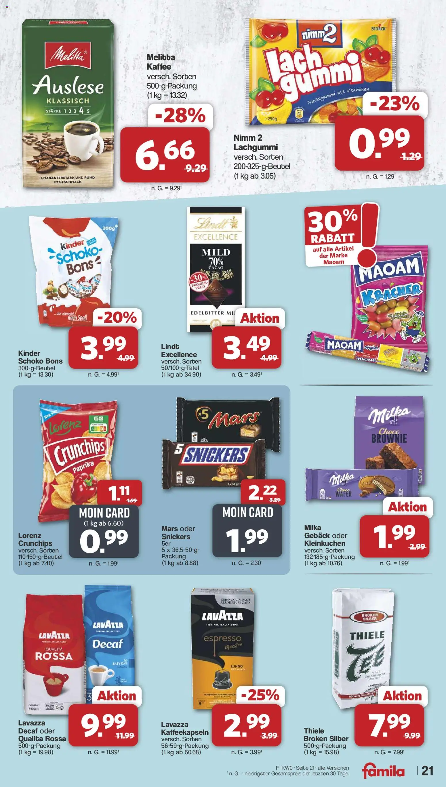Famila Nordwest Prospekt 	 – gültig ab 02.03.2026 | Seite: 22 | Produkte: Lavazza, Melitta kaffee, Snickers, Paprika