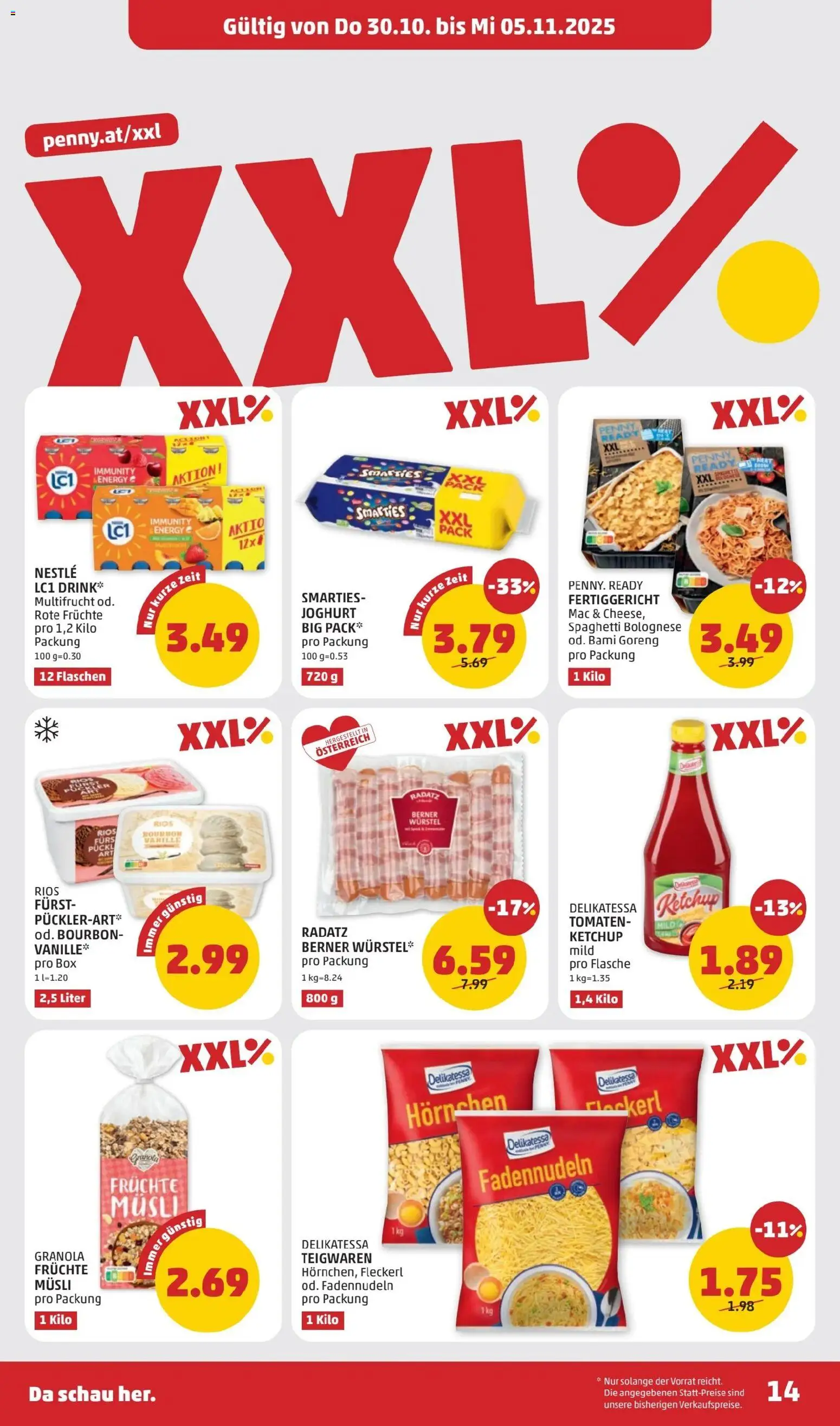 Penny Markt Flugblatt gültig ab 30.10.2025 | Seite: 14 | Produkte: Box, Hajdina liszt, Tomaten, Bourbon