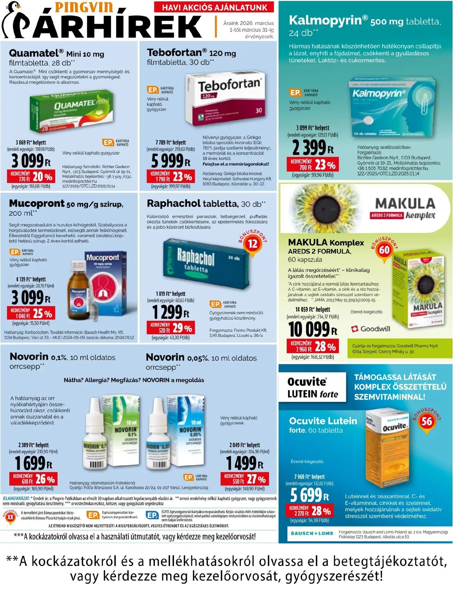 Pingvin Patika akciós ujság - amely érvényes a következő dátumtól: 01.03.2026 | Oldal: 11 | Termékek: Ginkgo biloba