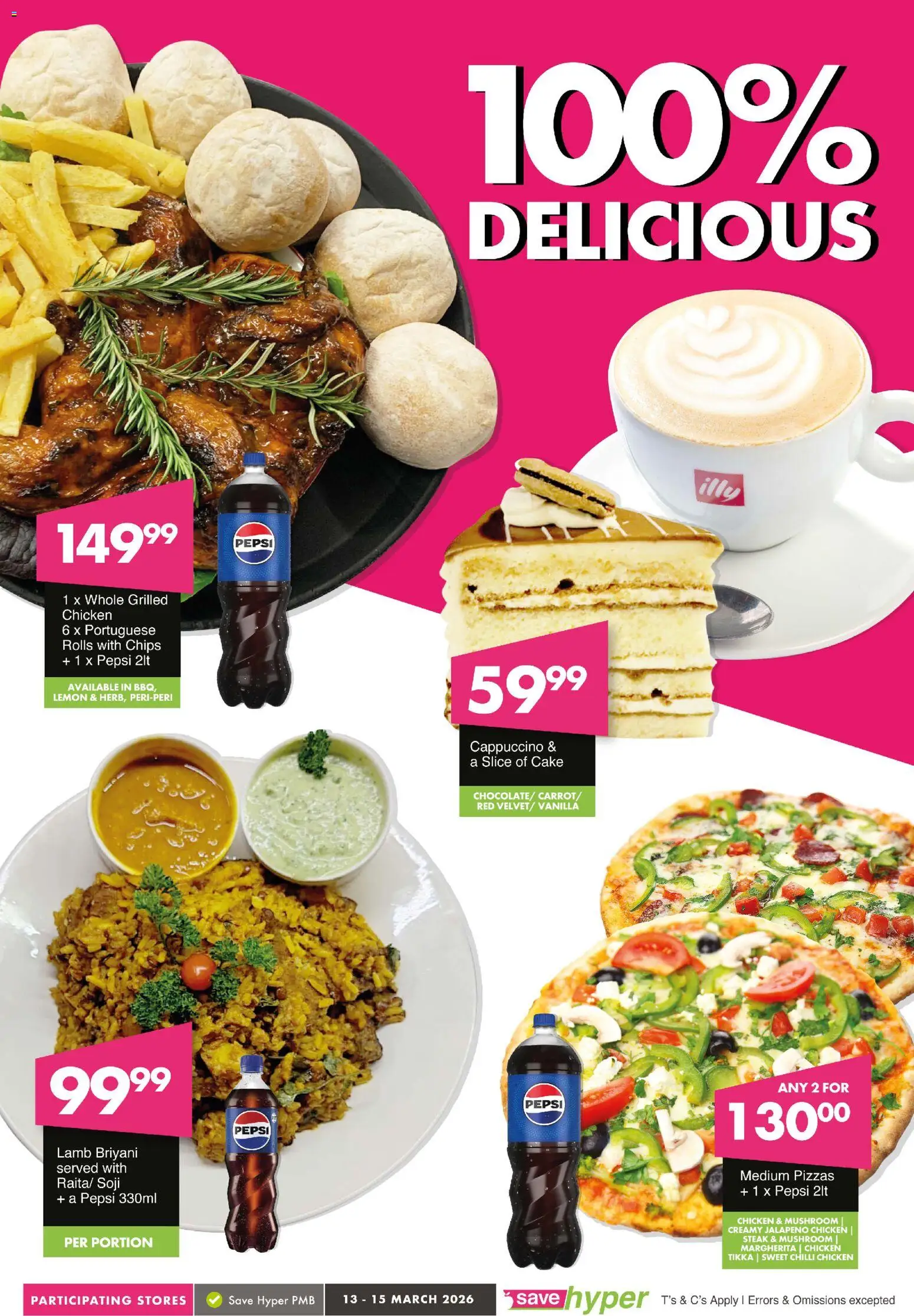 New Save catalogue – valid from 13.03.2026 | Page: 8 | Products: Cake, Chicken, Chips, Chilli