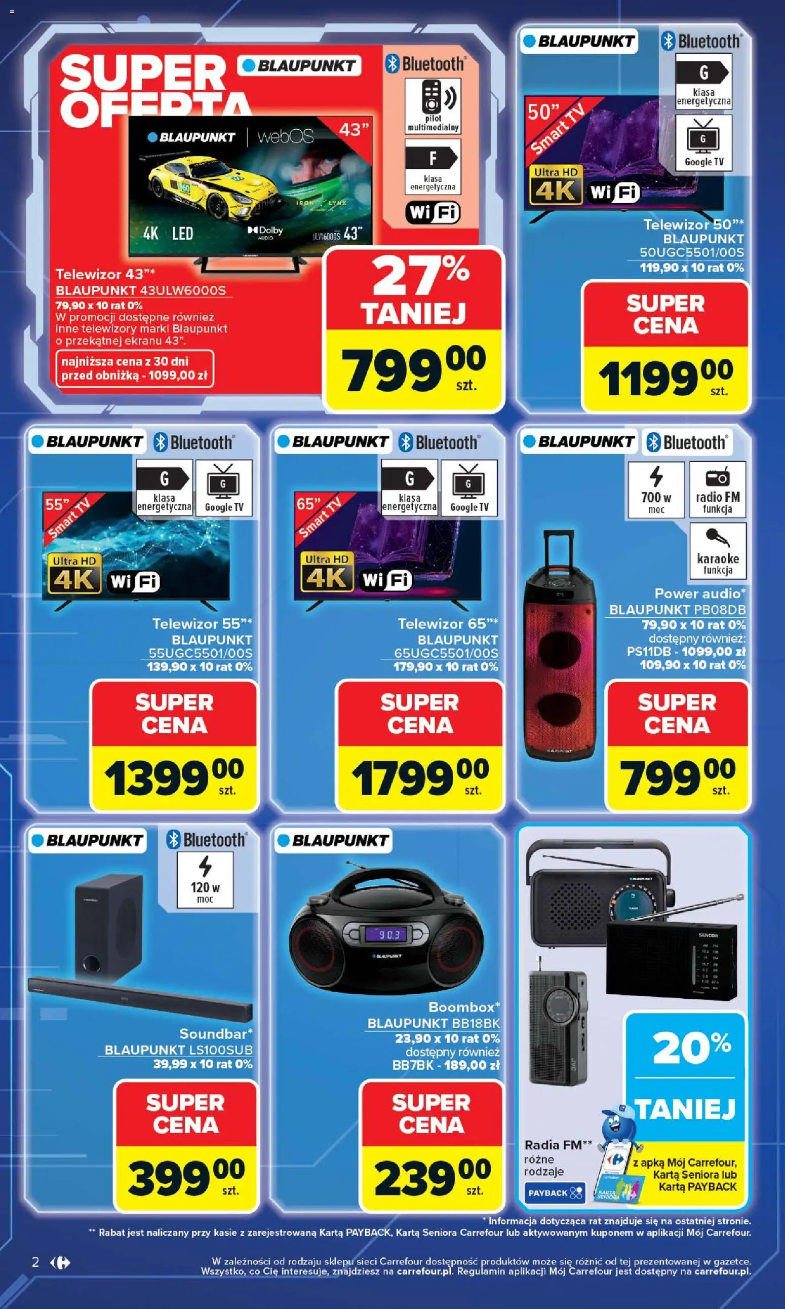 Carrefour gazetka - Multimedia od 13.04.2026 | Strona: 2 | Produkty: Karta, Telewizor, Audio, Radio