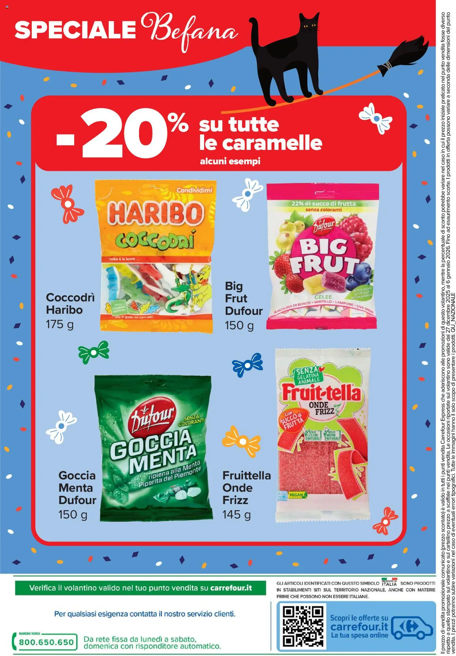 Volantino Carrefour del 27.12.2025 | Pagina: 8 | Prodotti: Caramelle, Frutta, Scaffale, Succo di frutta